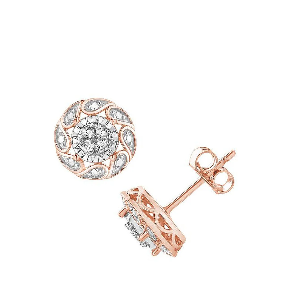 0.10 Carat Lab Grown Miracle Set Diamond Halo Stud Earrings