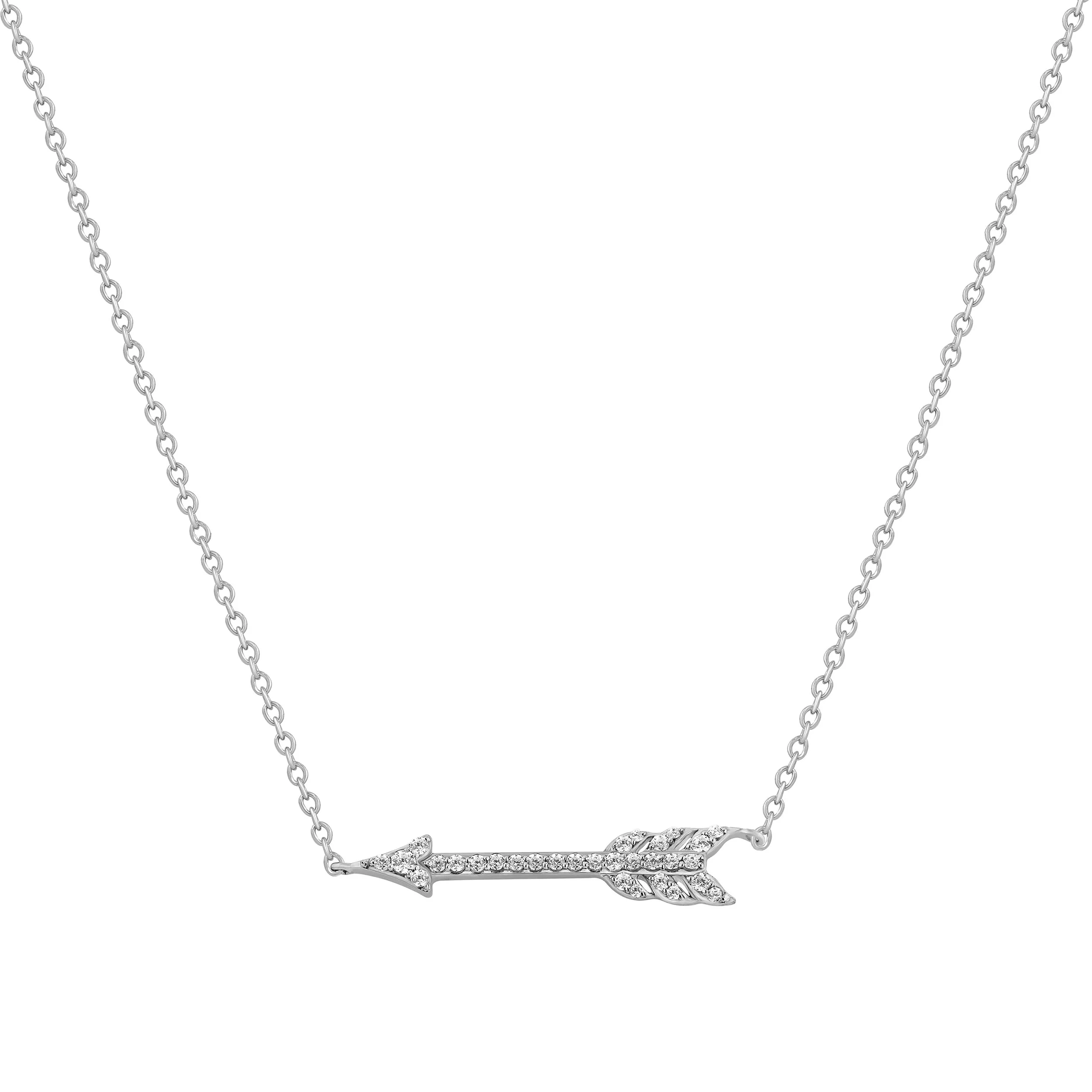 0.15 Carat Lab Grown Diamond Arrow Necklace In Sterling Silver