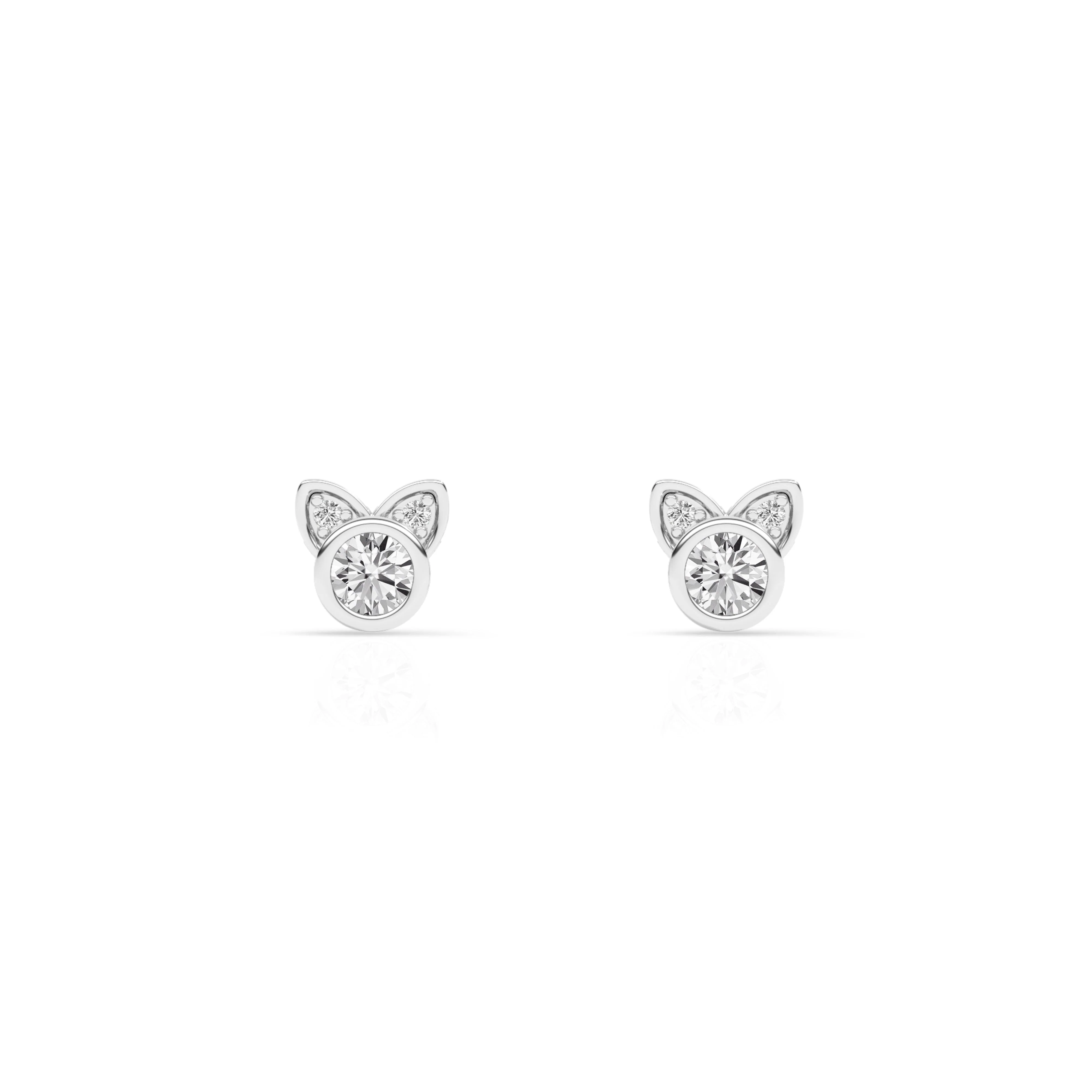 0.25 Carat Cat Shaped Lab Grown Diamond Stud Earrings