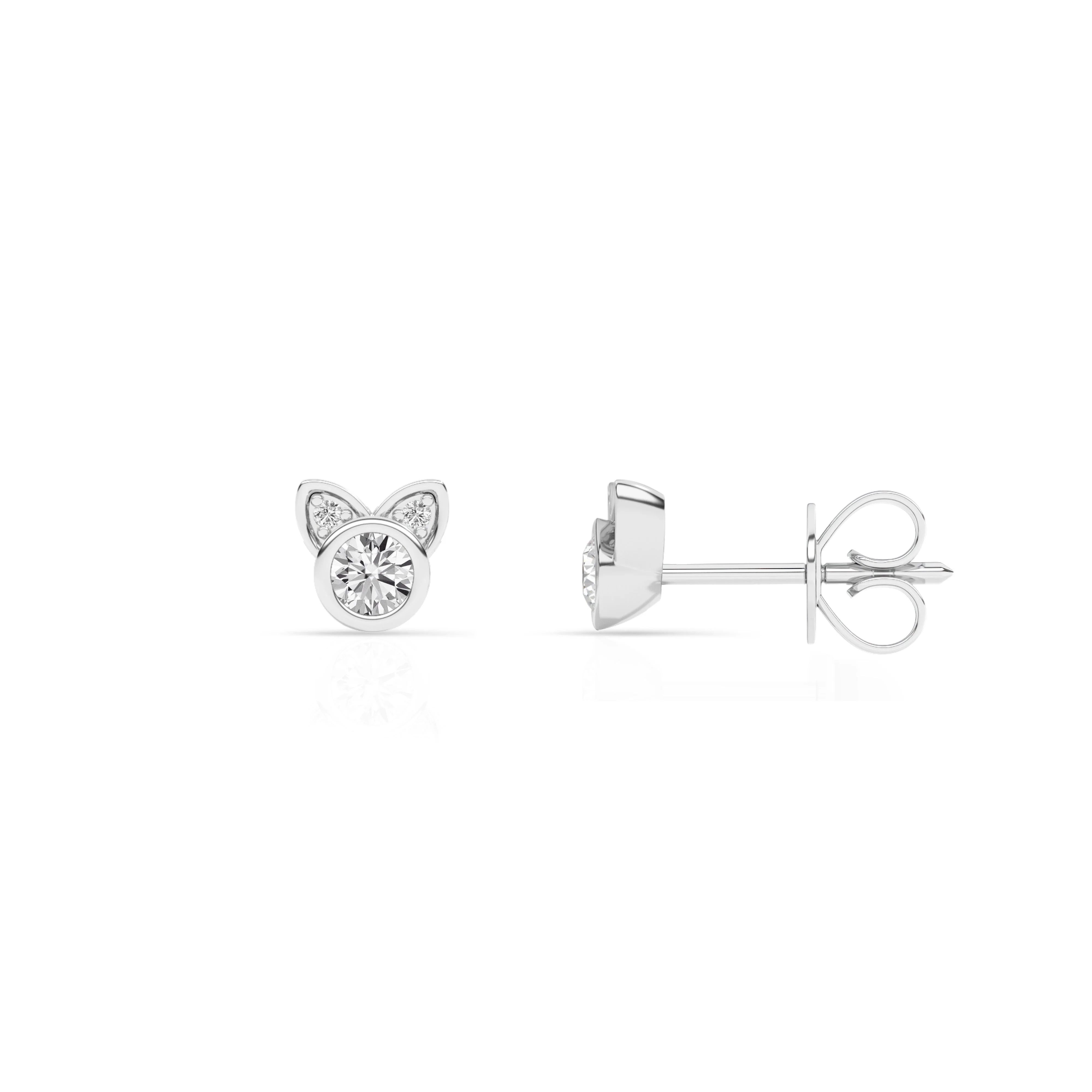 0.25 Carat Cat Shaped Lab Grown Diamond Stud Earrings - Image 2