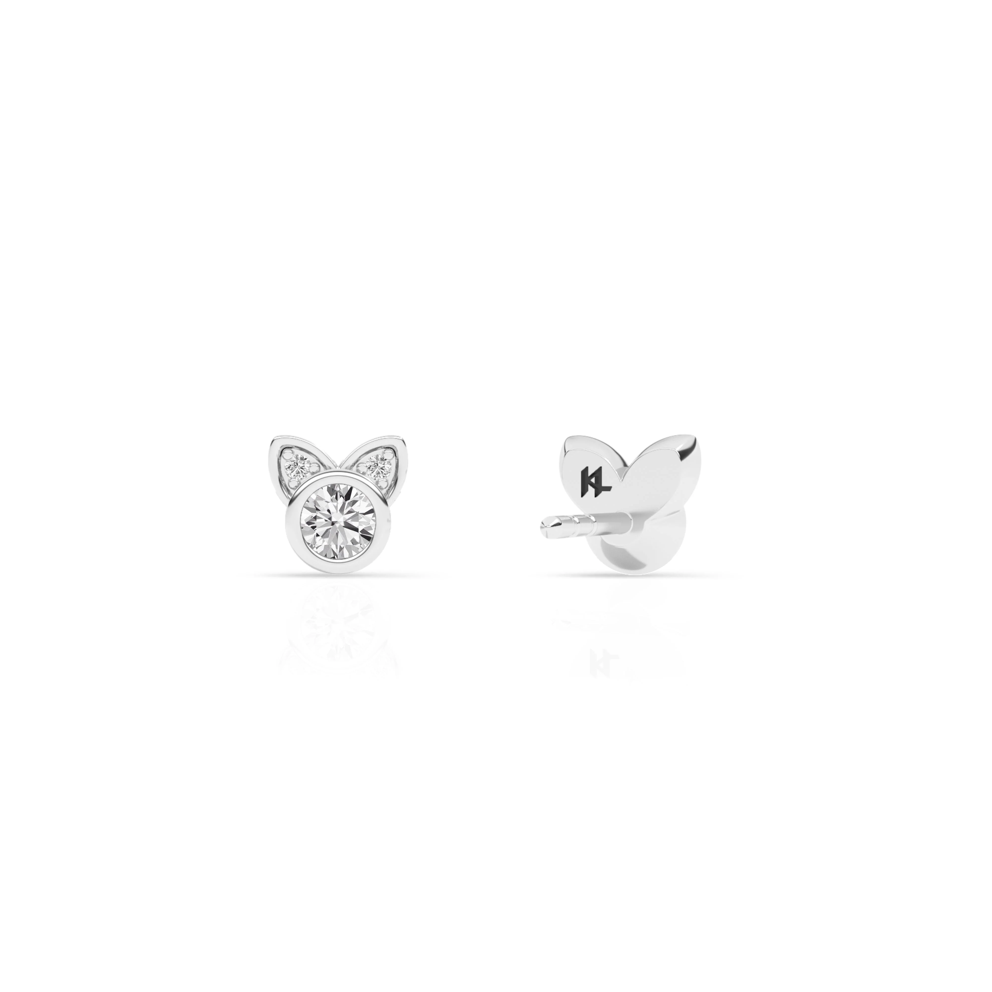 0.25 Carat Cat Shaped Lab Grown Diamond Stud Earrings - Image 3