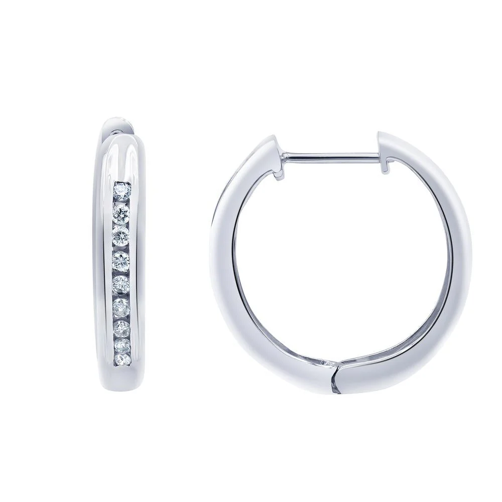 0.25 Carat Single Row Lab Grown Diamond Hoop Earrings in Sterling Silver