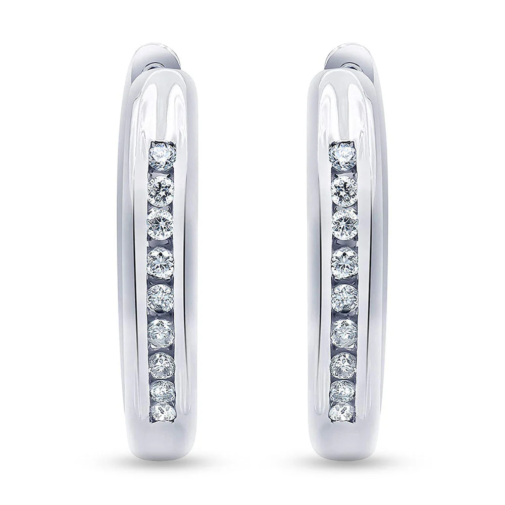 0.25 Carat Single Row Lab Grown Diamond Hoop Earrings in Sterling Silver - Image 2