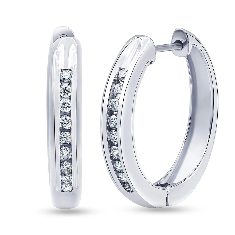 0.25 Carat Single Row Lab Grown Diamond Hoop Earrings in Sterling Silver - Image 3