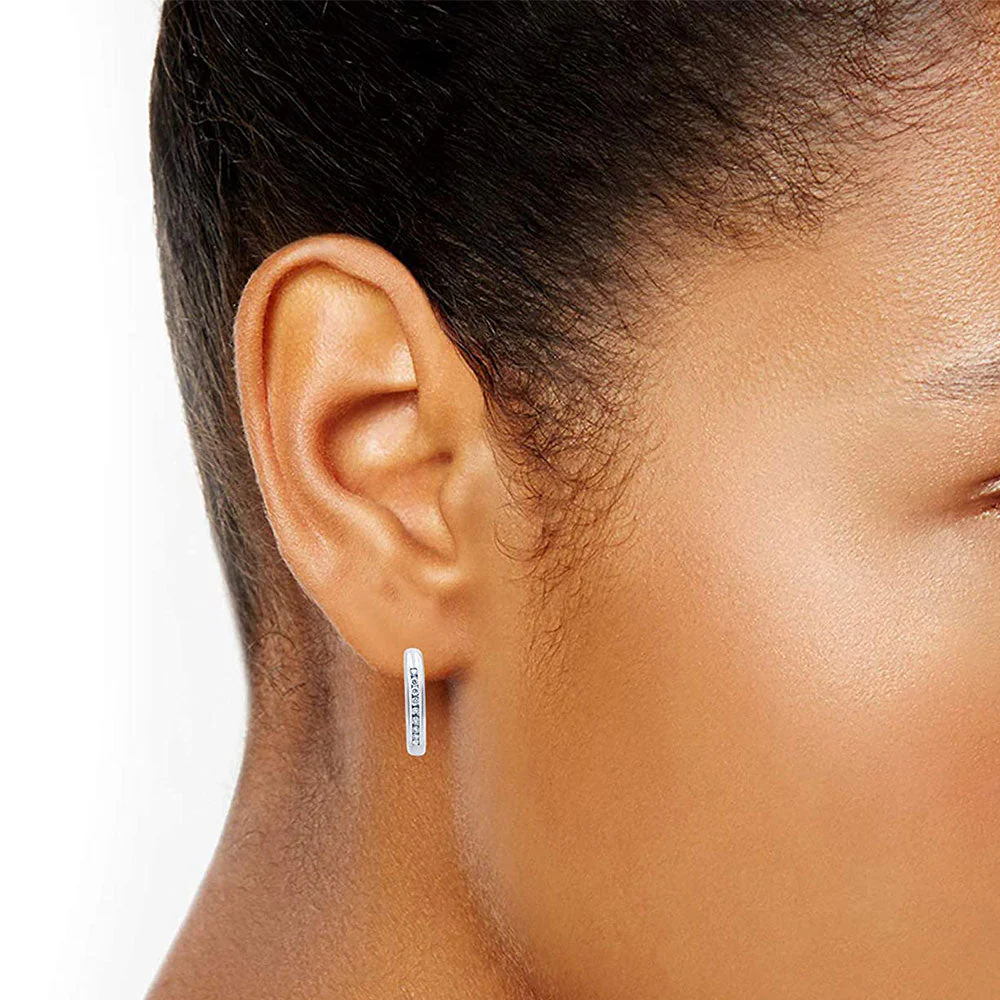 0.25 Carat Single Row Lab Grown Diamond Hoop Earrings in Sterling Silver - Image 5