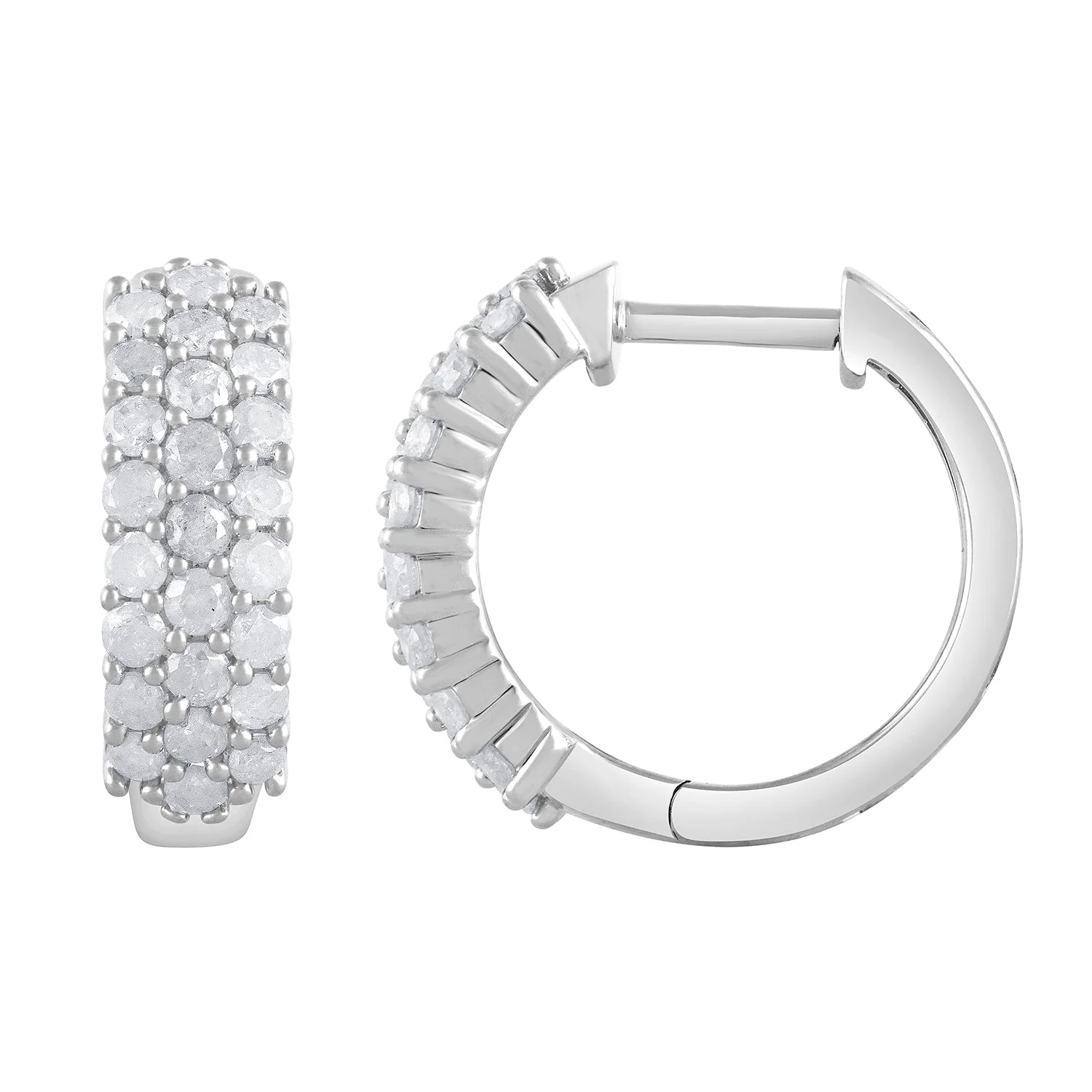 0.50 Carat Lab Grown Cluster Diamond Hinged Hoop Earrings - Image 2