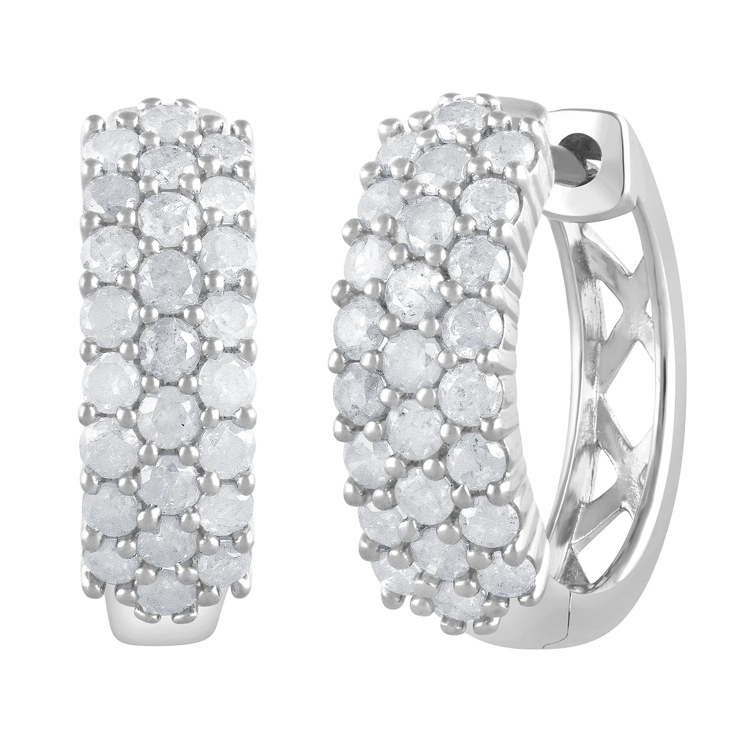 0.50 Carat Lab Grown Cluster Diamond Hinged Hoop Earrings - Image 3