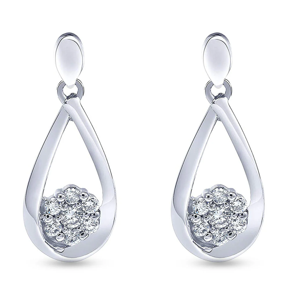 0.50 Carat Sterling Silver Lab Grown Diamond Dangle Drop Earrings Gift Box Set - Image 2
