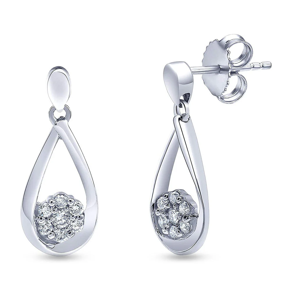 0.50 Carat Sterling Silver Lab Grown Diamond Dangle Drop Earrings Gift Box Set - Image 3