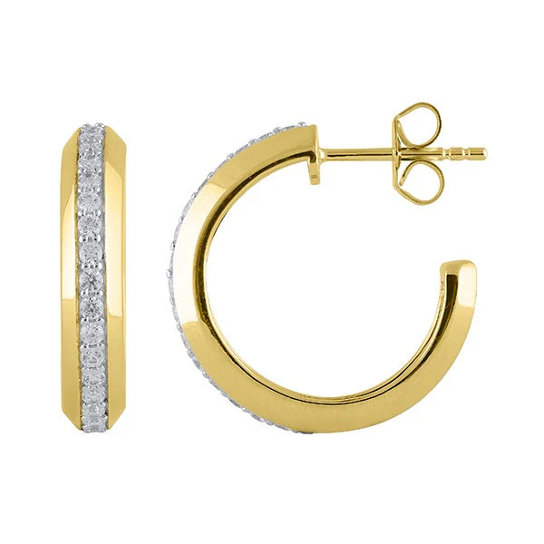 0.50 Carat Lab Grown Single Row Diamond Half Huggie Hoop Earrings