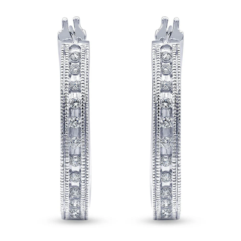 0.50 Carat Sterling Silver Lab Grown Single Row Diamond Hoop Earrings - Image 2