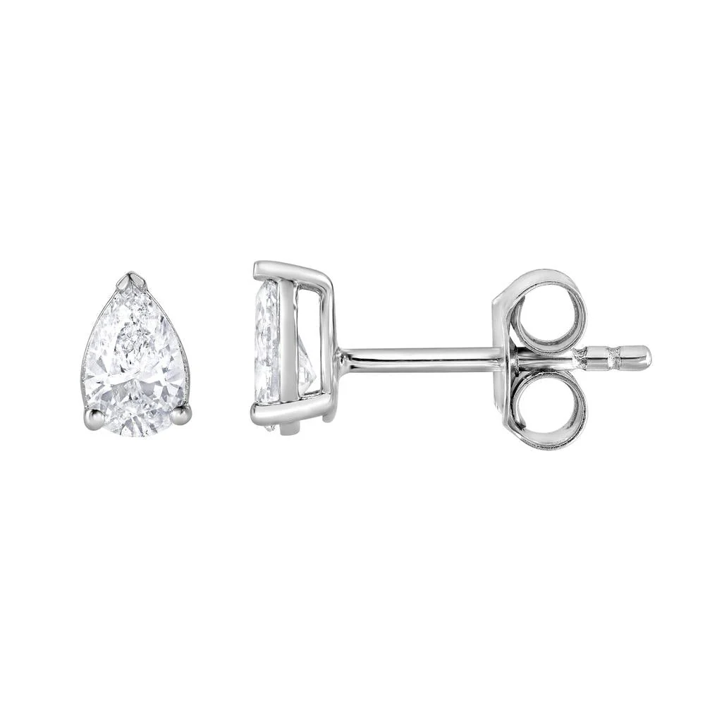 0.50 Carat Pear Cut Lab Grown Diamond Stud Earrings