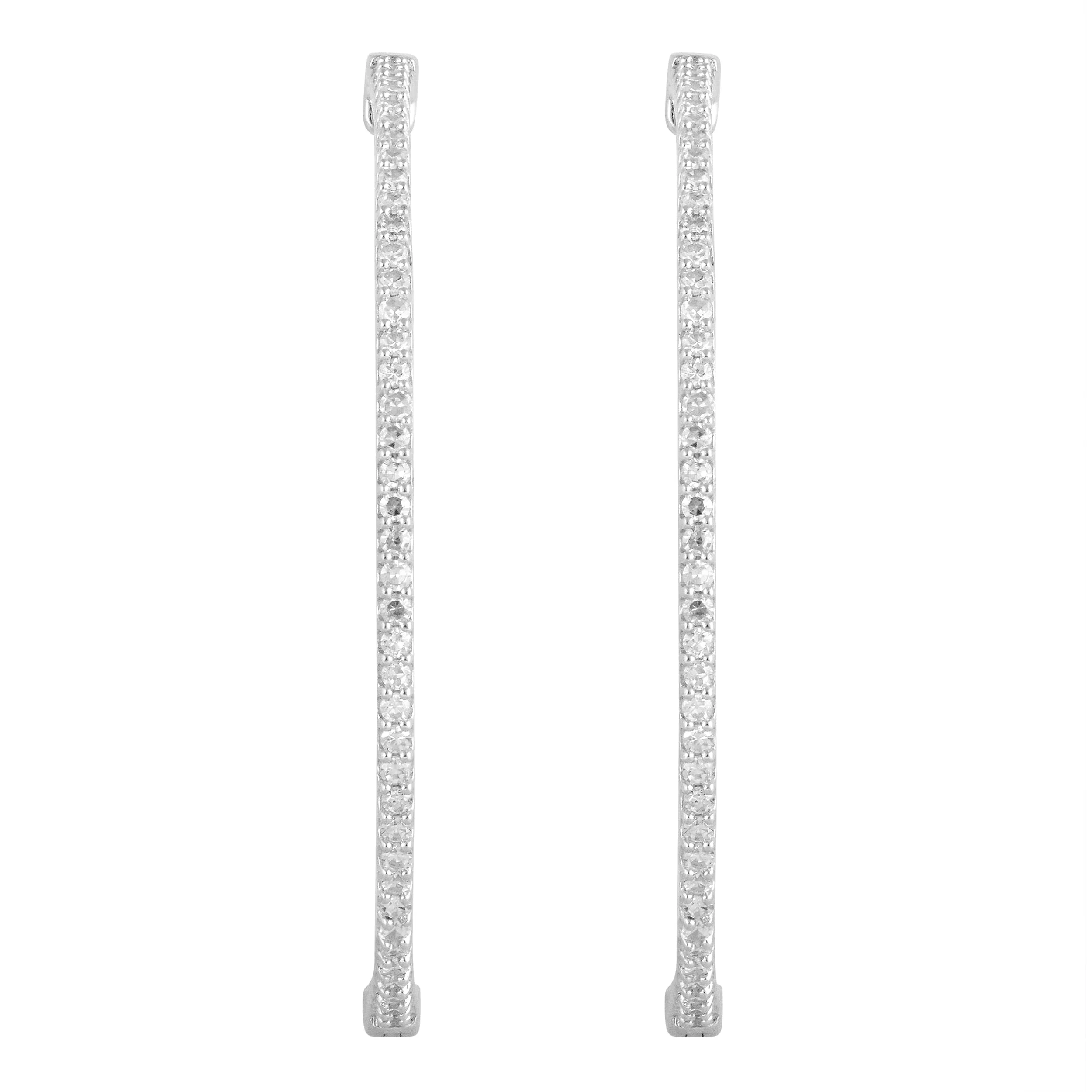 0.75 Carat Lab Grown Diamond Hinged Hoop Sterling Silver Earrings - Image 4