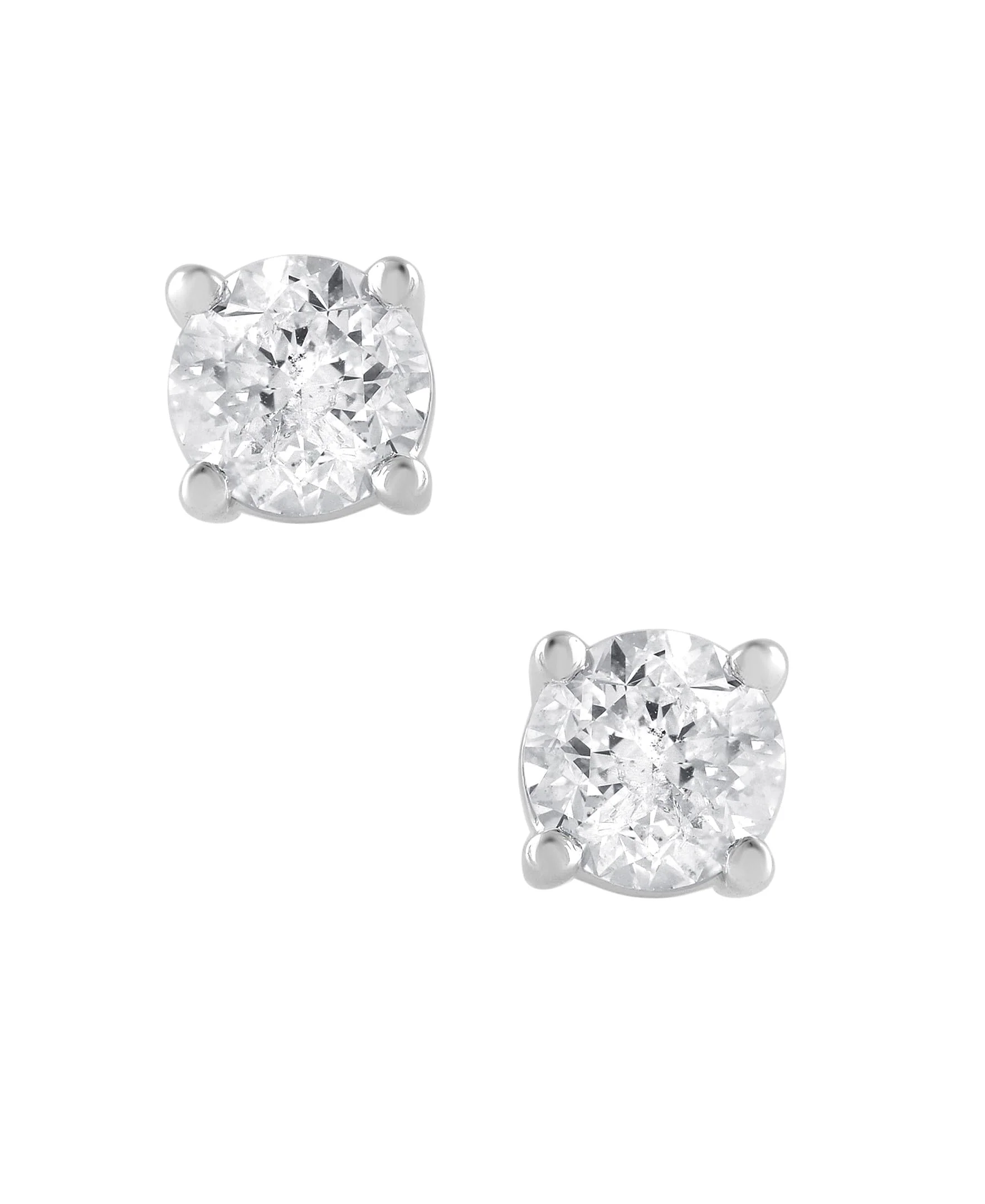 0.50 And 1 Carat Round Lab Grown Diamond Stud Earrings In Sterling Silver - Image 4