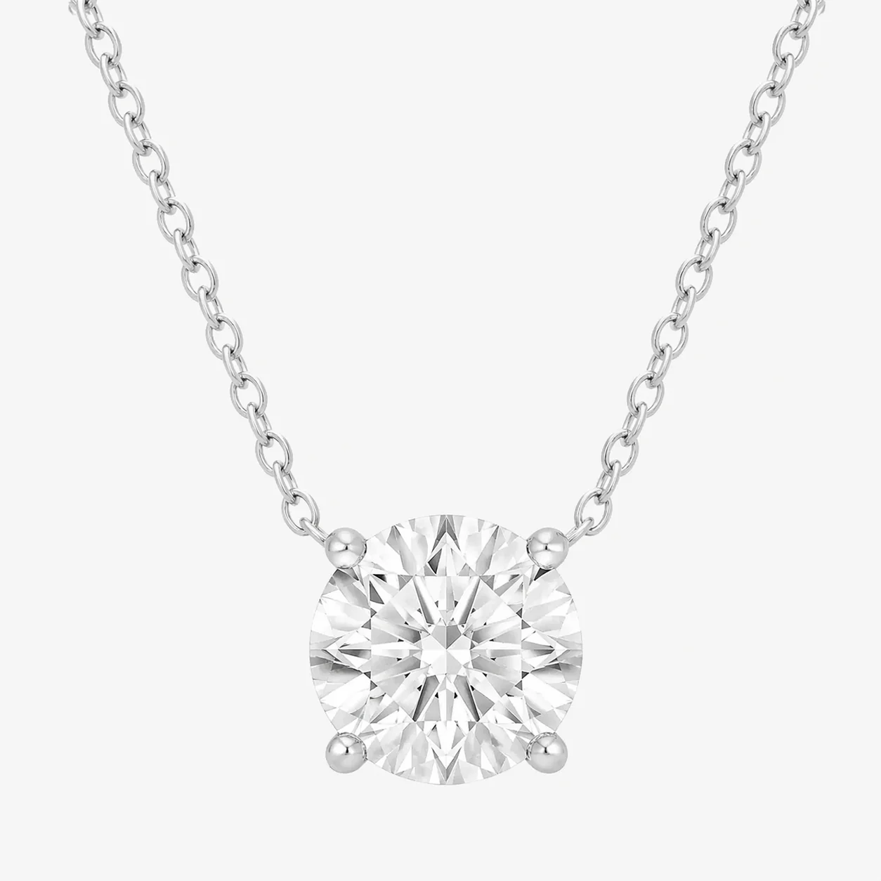 0.50 And 1 Carat Round Lab Grown Solitaire Diamond Pendant Necklace In Sterling Silver - Image 4