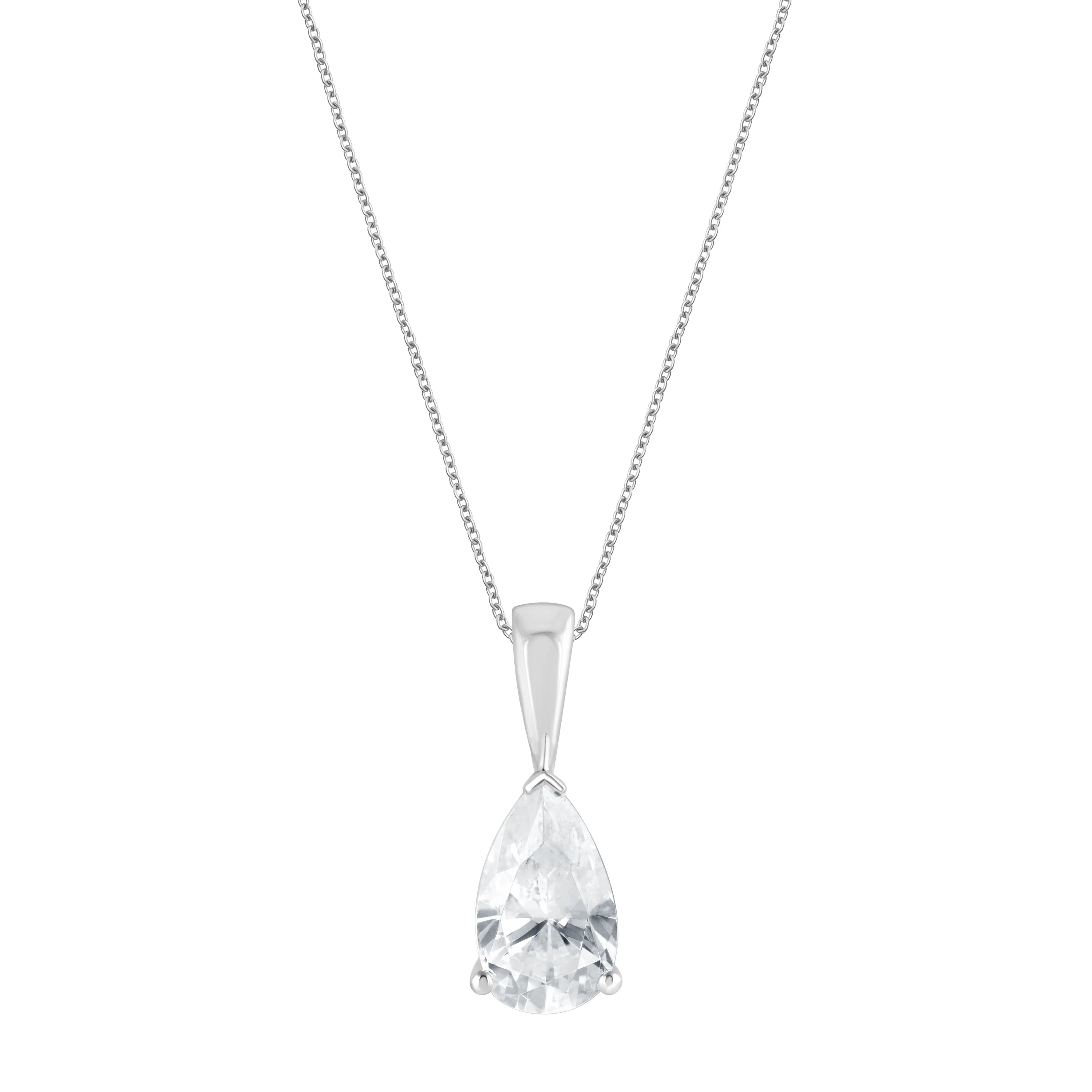 1 Carat Lab Grown Solitaire Pear Cut Diamond Pendant Necklace