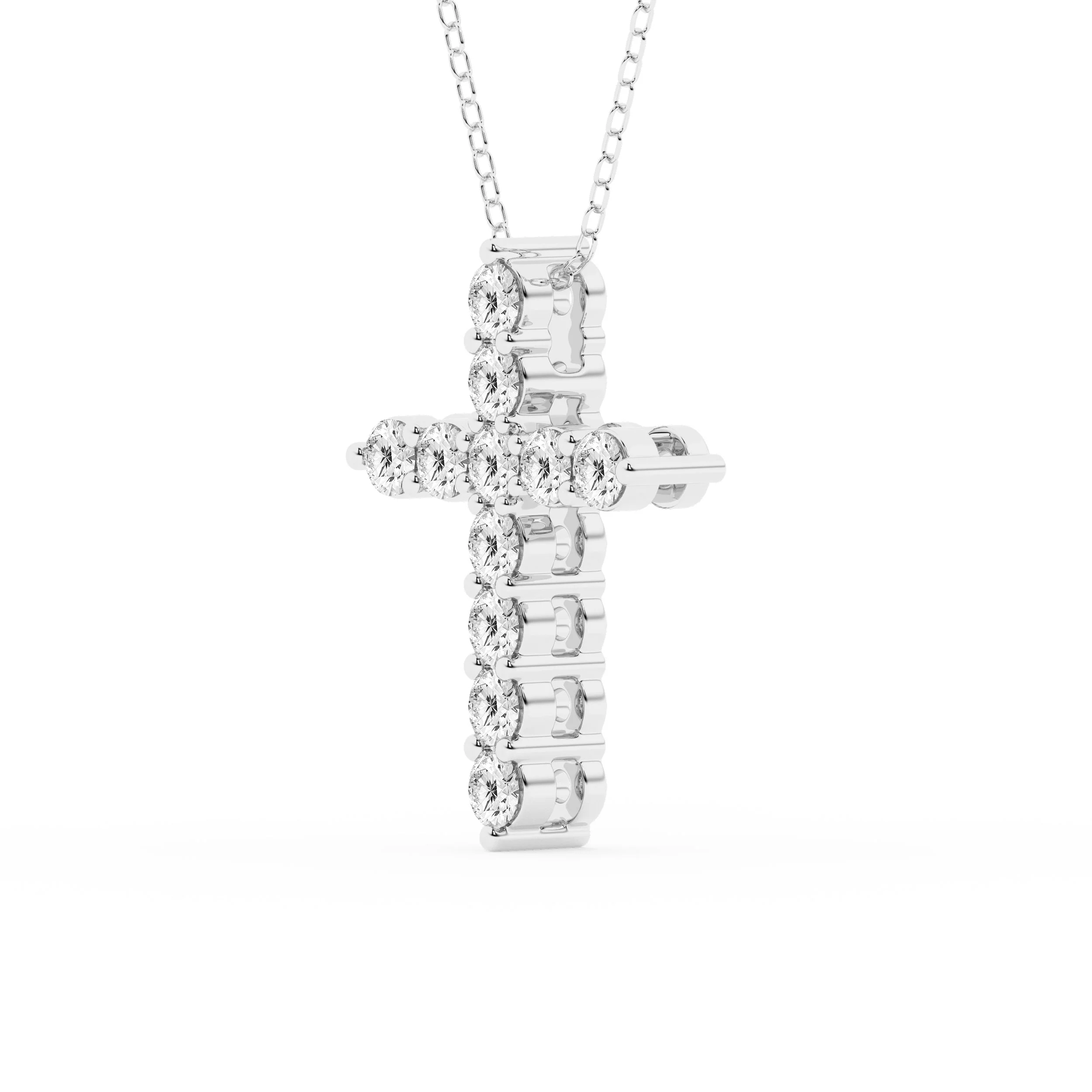 1 Carat Round Lab Grown Diamond Cross Pendant Necklace - Image 2