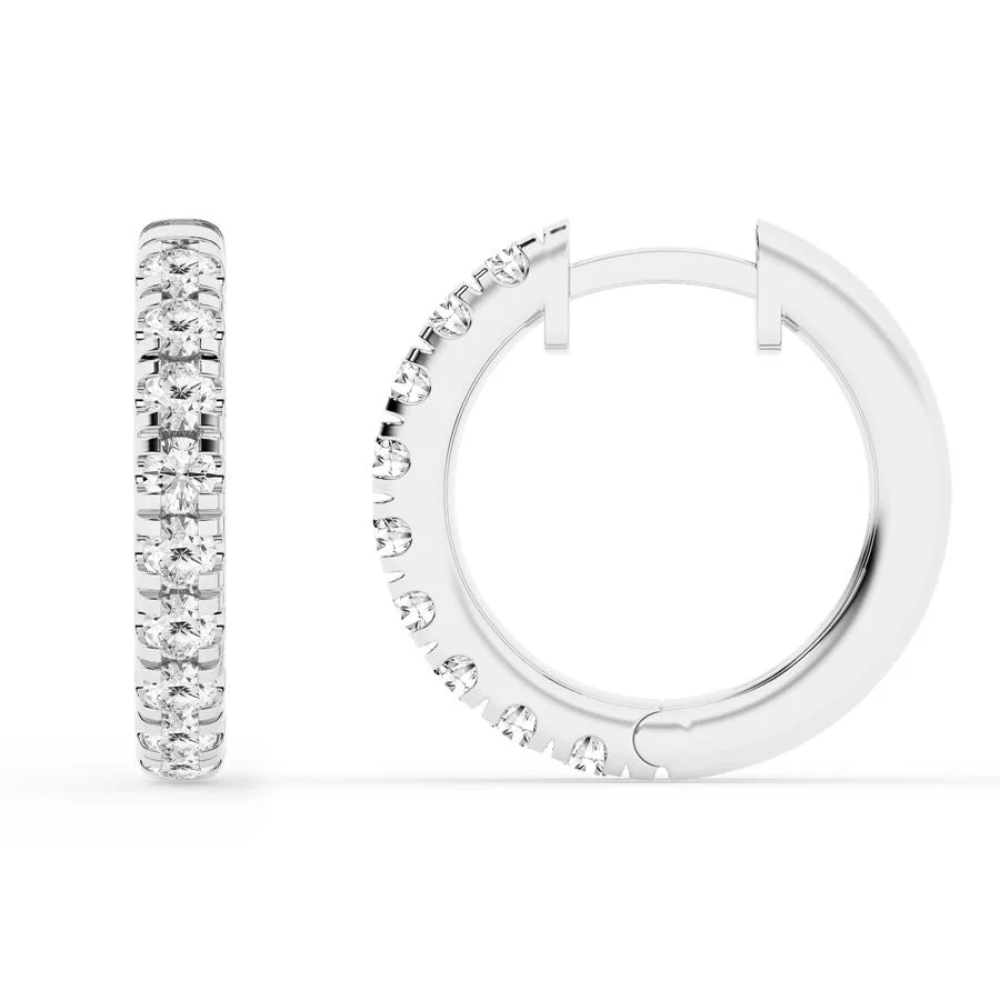 1 Carat Round Lab Grown Diamond Hoop Earrings In Sterling Silver