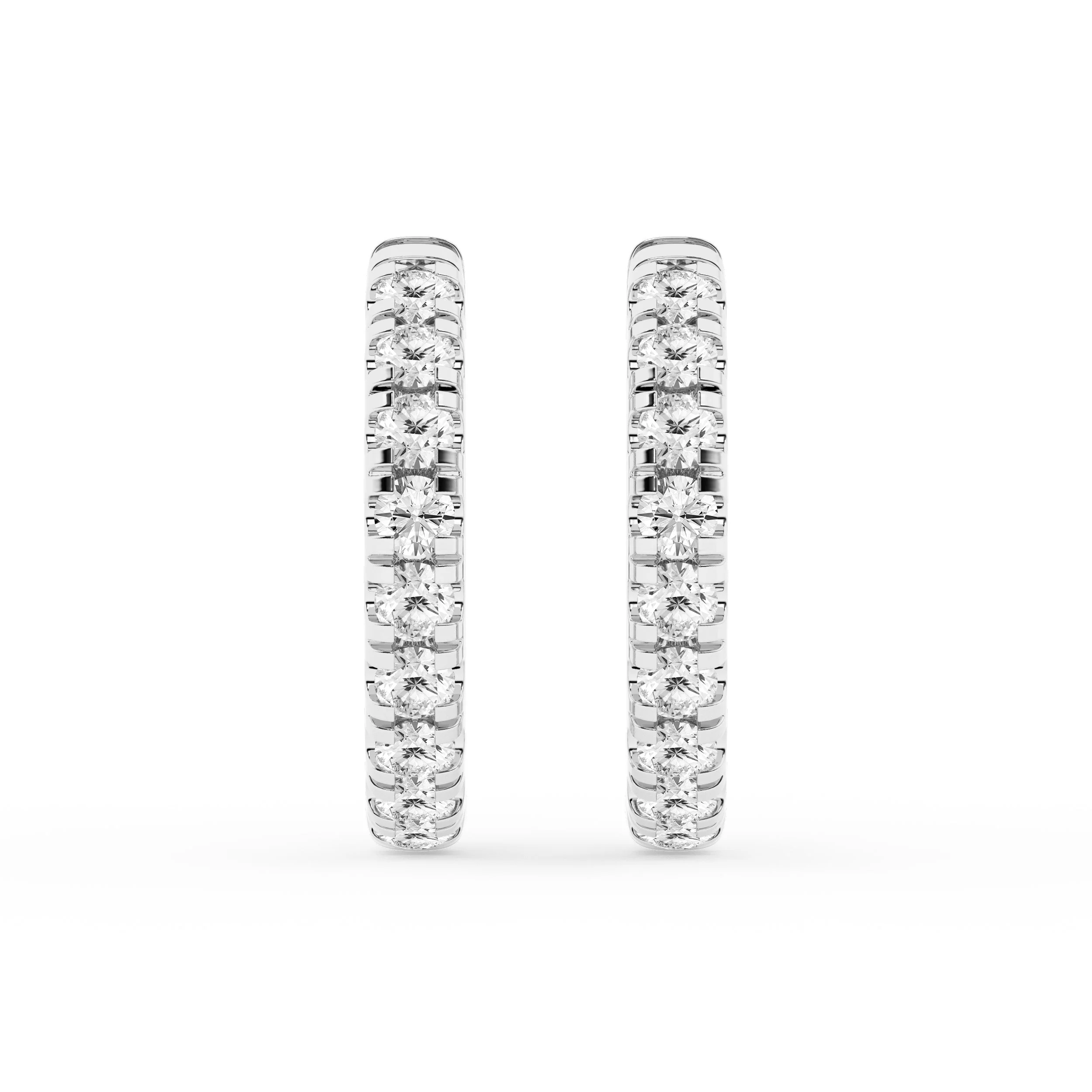 1 Carat Round Lab Grown Diamond Hoop Earrings In Sterling Silver - Image 2