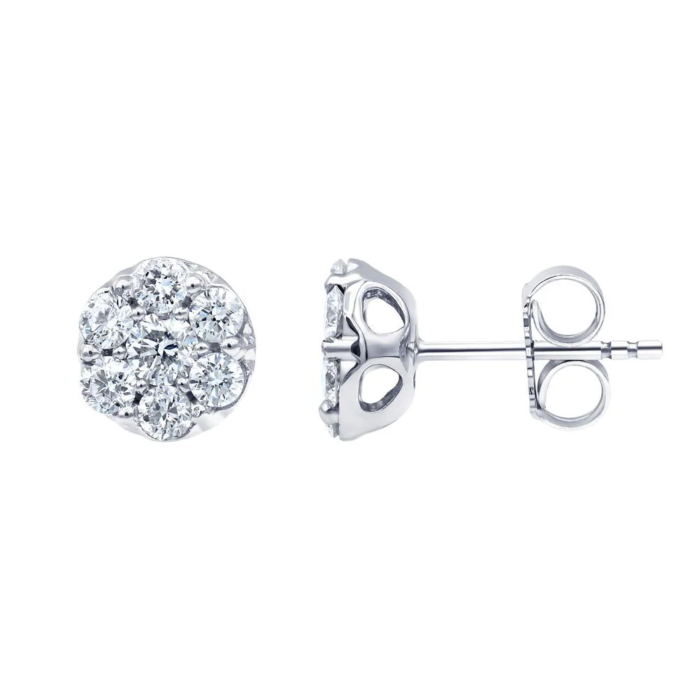 1 Carat Lab Grown Diamond Cluster Stud Earrings In Sterling Silver - Image 3