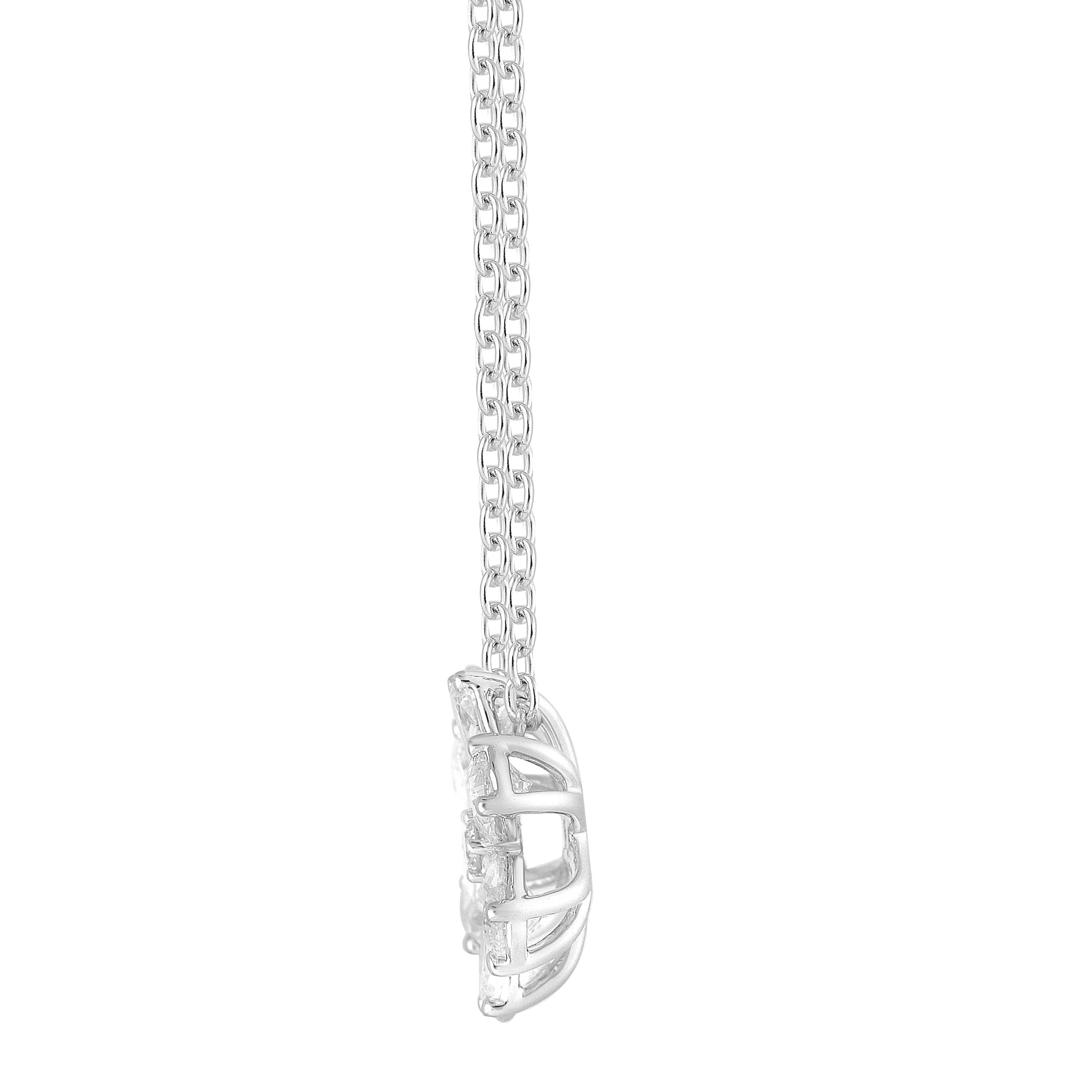 1 Carat Lab Grown Floral Diamond Pendant Necklace In Sterling Silver - Image 4