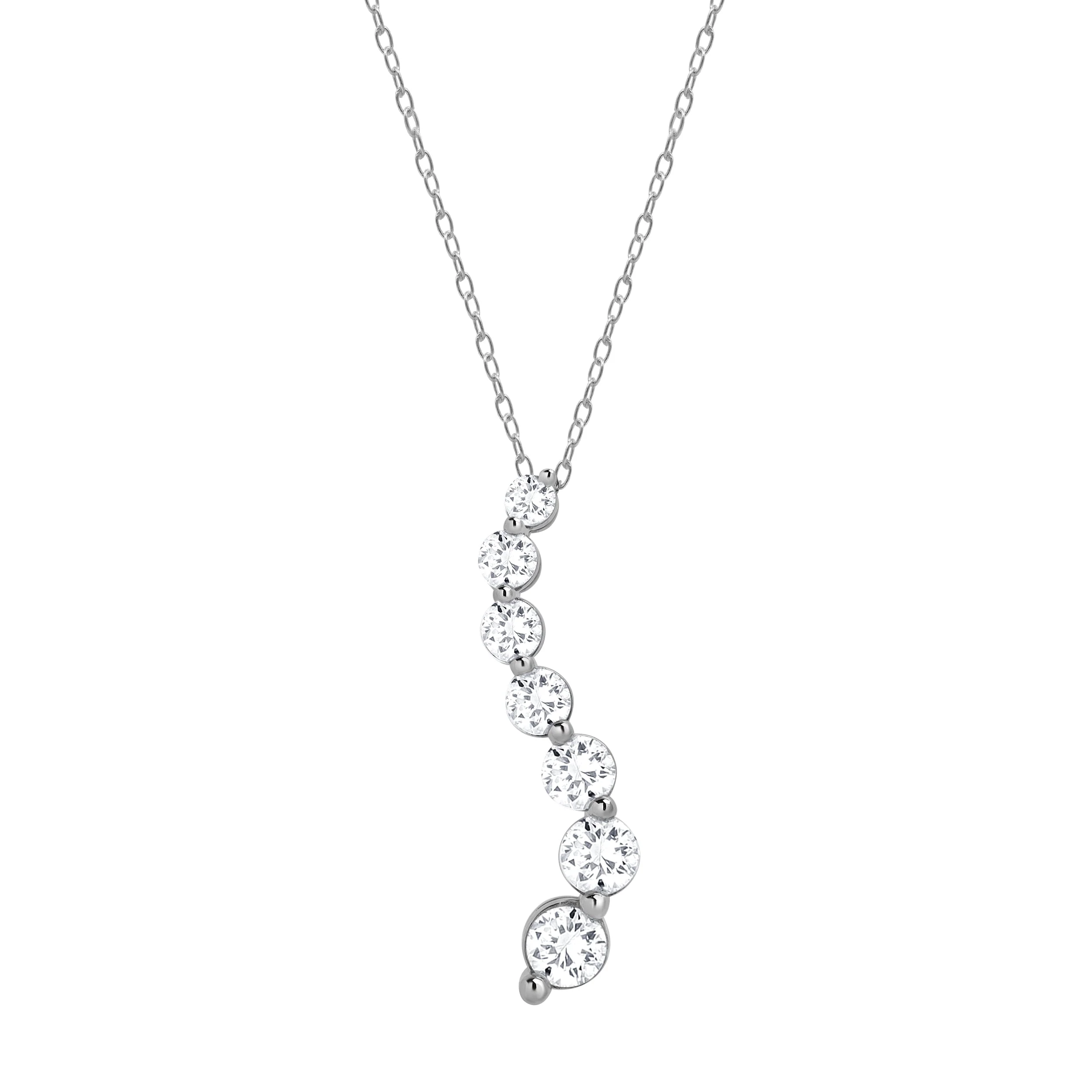 1 Carat Lab Grown Graduating Diamond Necklace In Sterling Silver