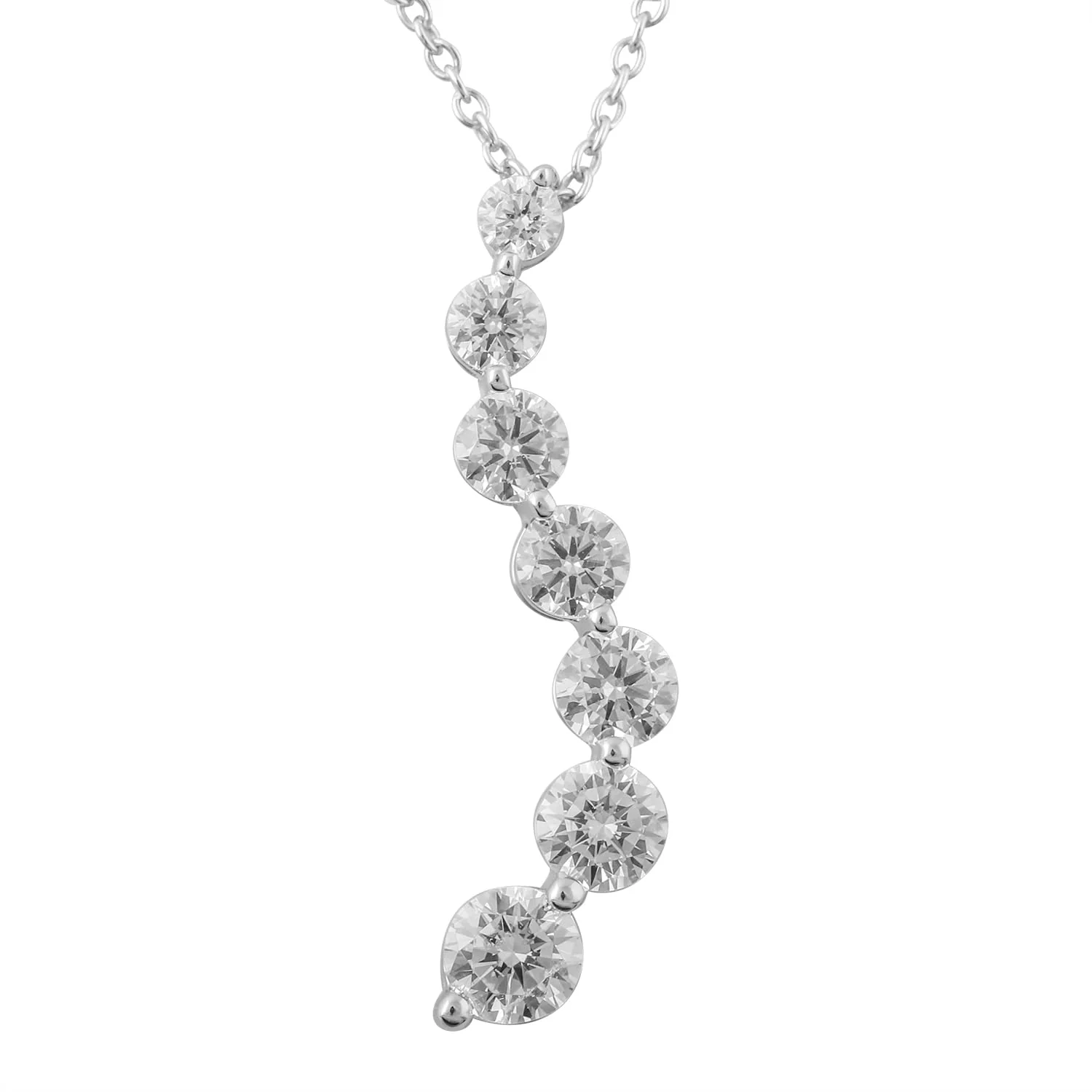 1 Carat Lab Grown Graduating Diamond Necklace In Sterling Silver - Image 2