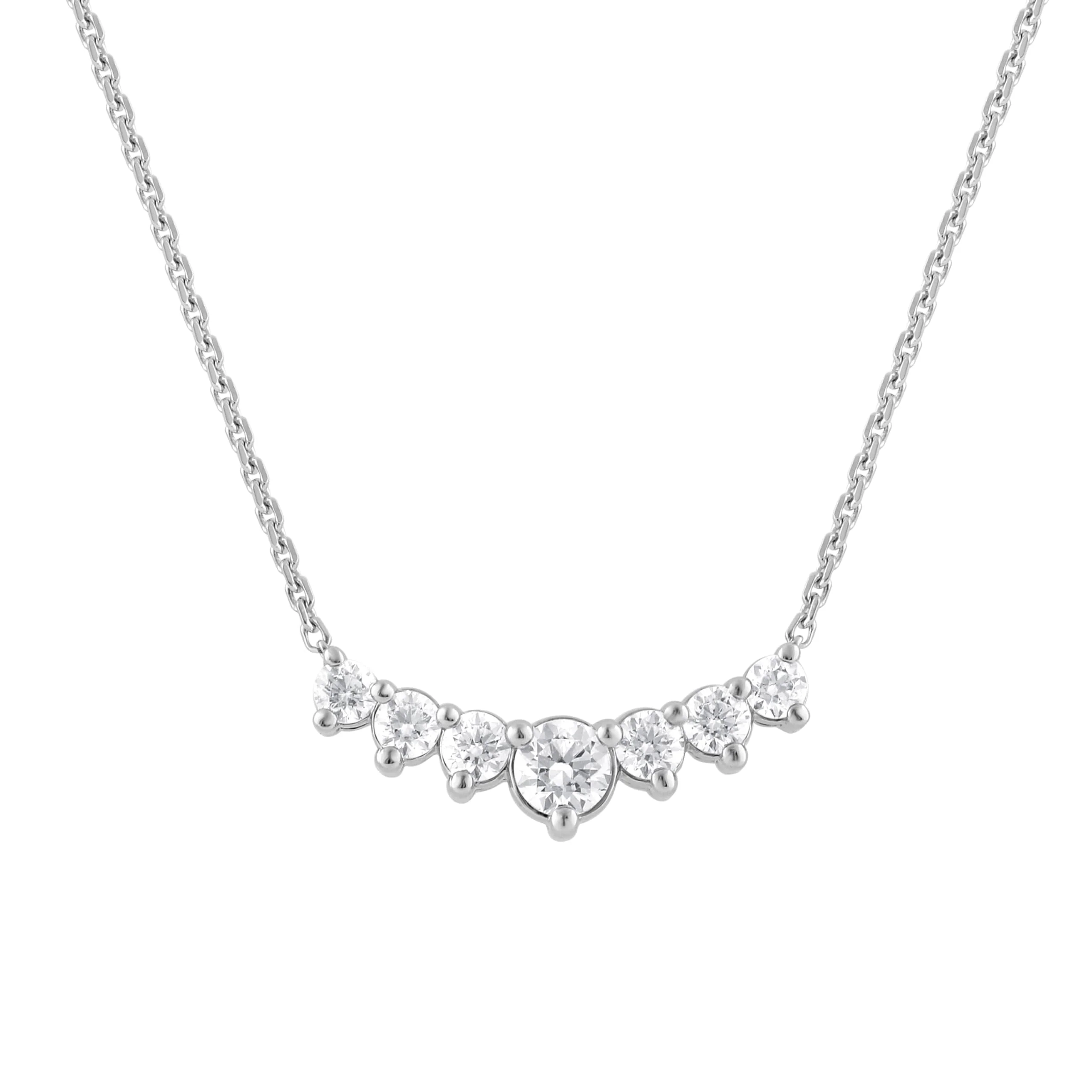 1 Carat Lab Grown Graduating Diamond Necklace In Sterling Silver