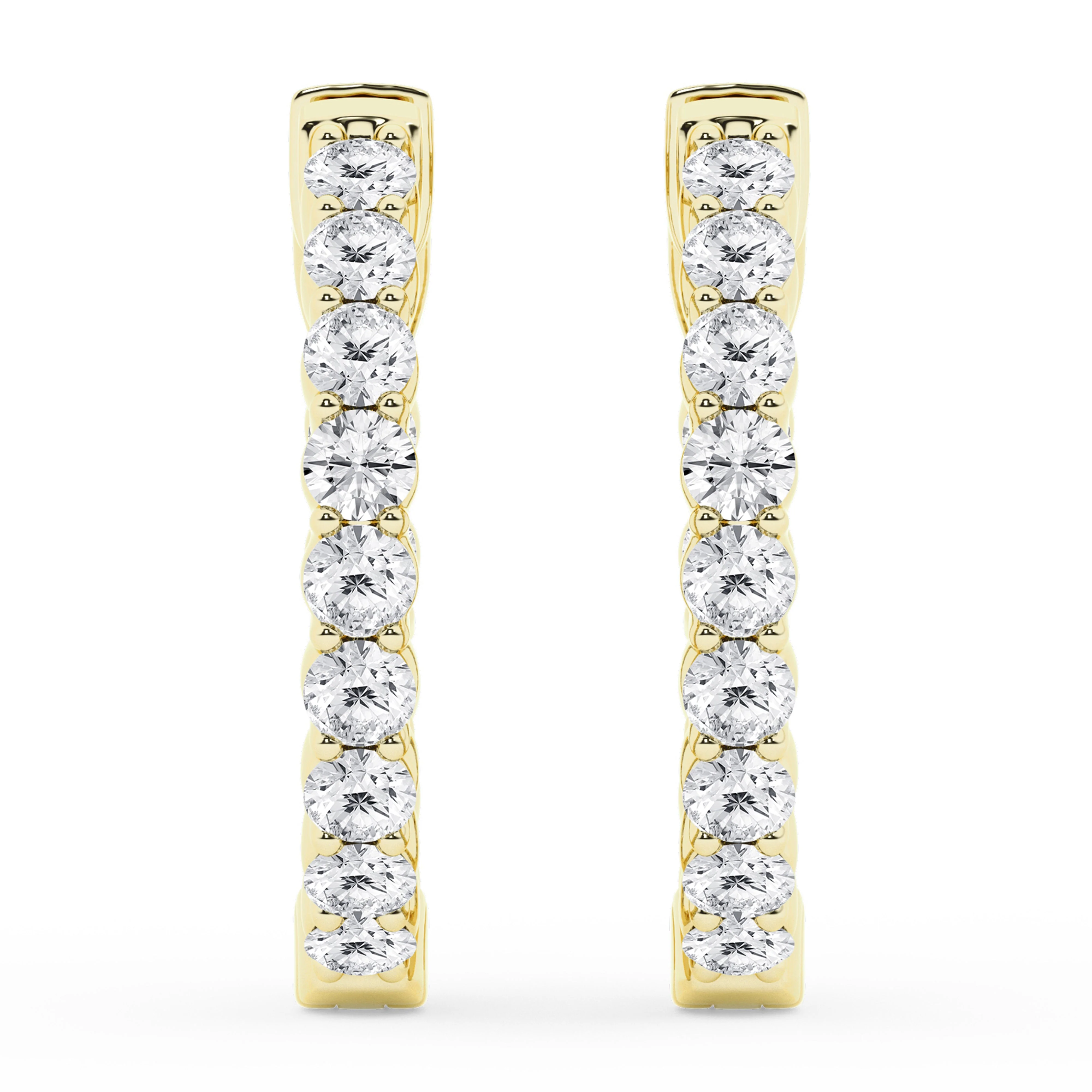 1 Carat Lab Grown Inside Out Diamond Hoop Earrings In Yellow Gold Plated Sterling Silver - Image 2