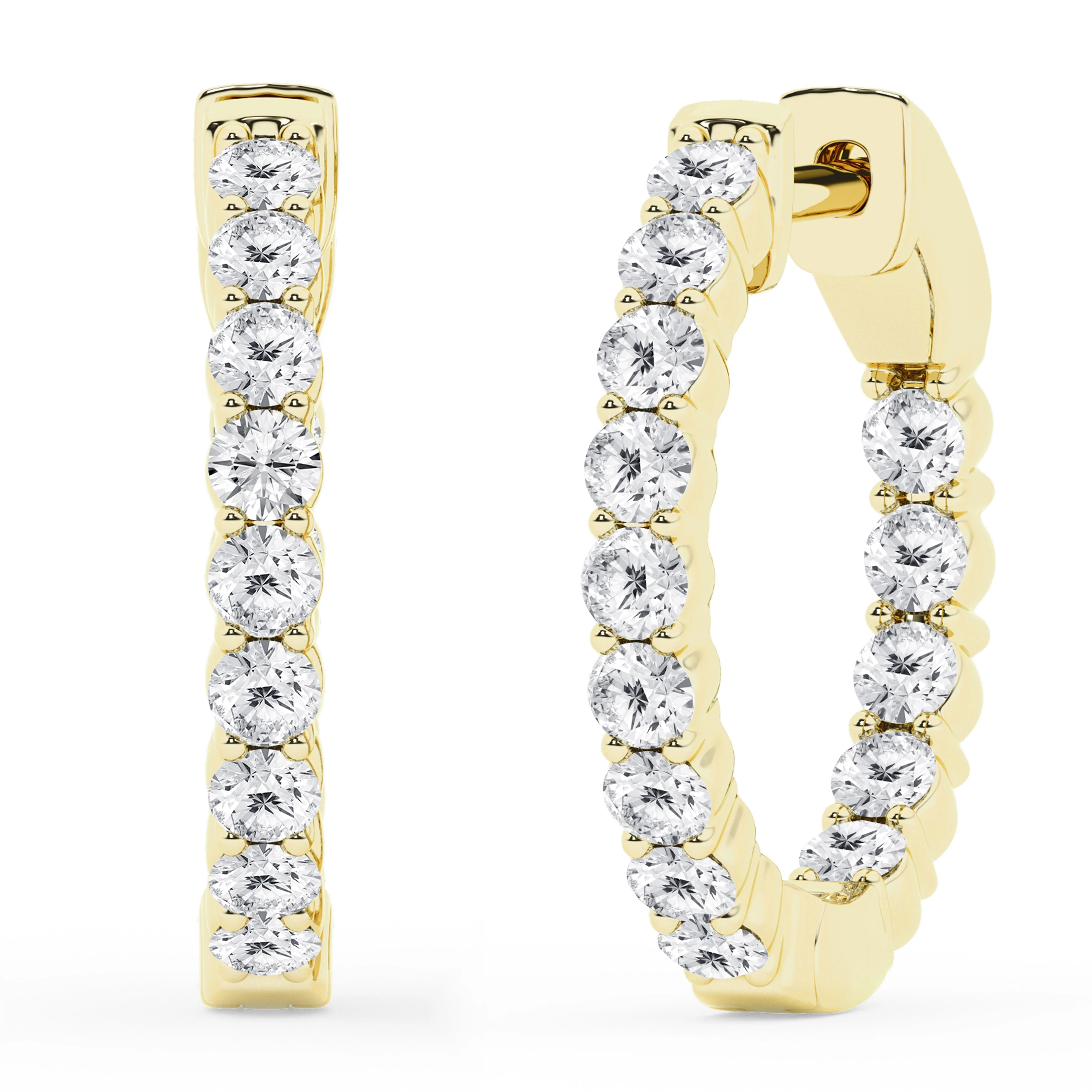 1 Carat Lab Grown Inside Out Diamond Hoop Earrings In Yellow Gold Plated Sterling Silver - Image 3