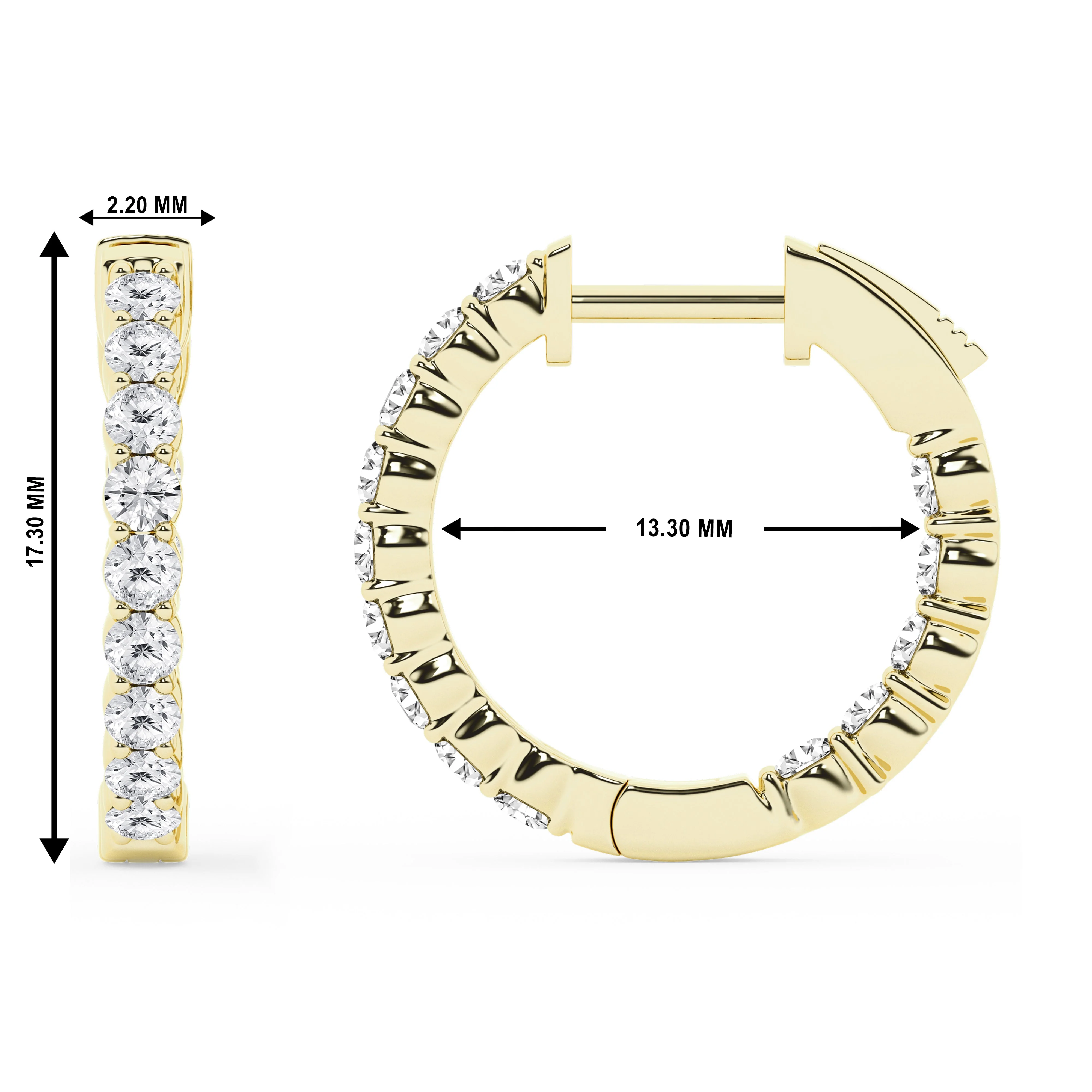 1 Carat Lab Grown Inside Out Diamond Hoop Earrings In Yellow Gold Plated Sterling Silver - Image 5