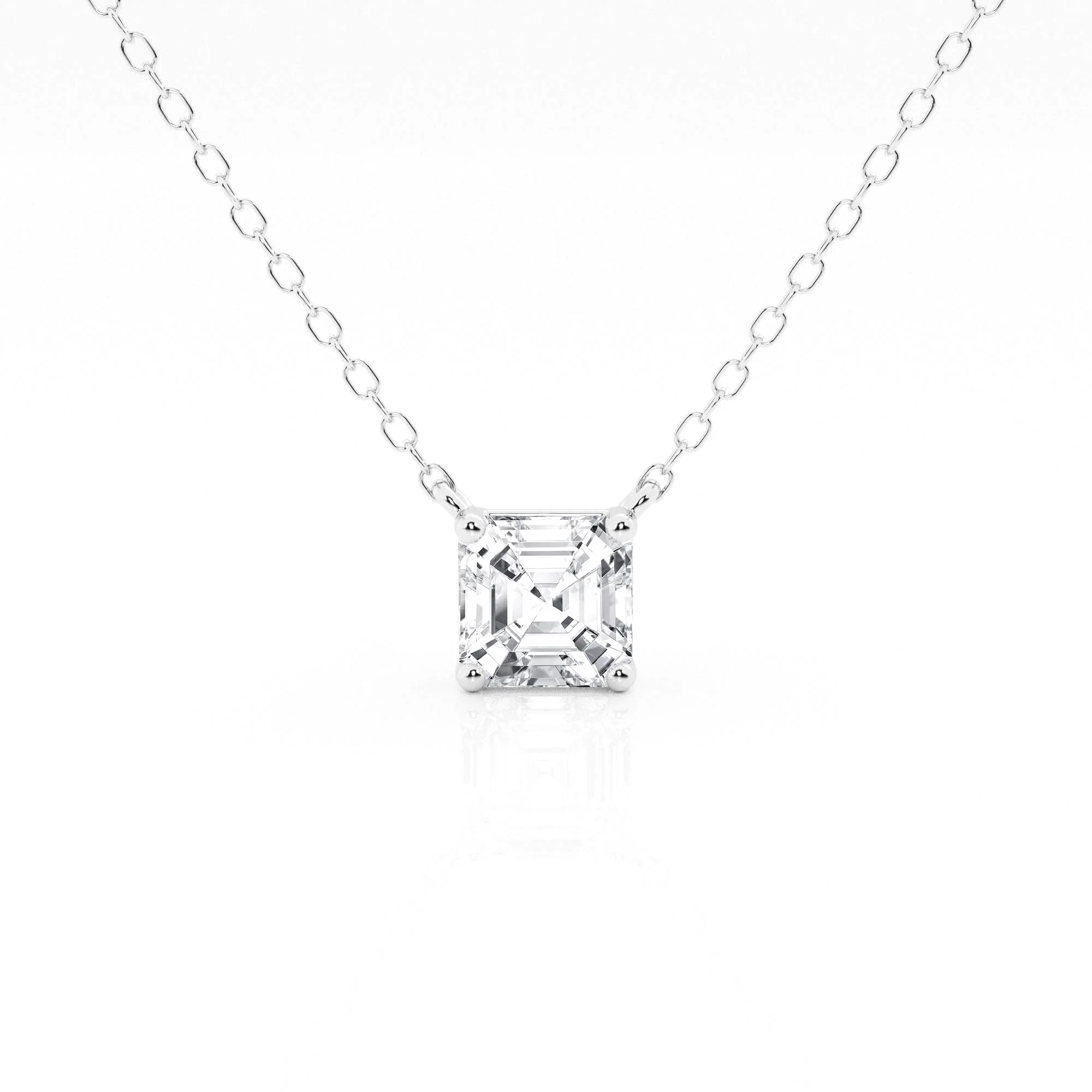 1 Carat Lab Grown Princess Diamond Pendant Necklace In Sterling Silver - Image 2