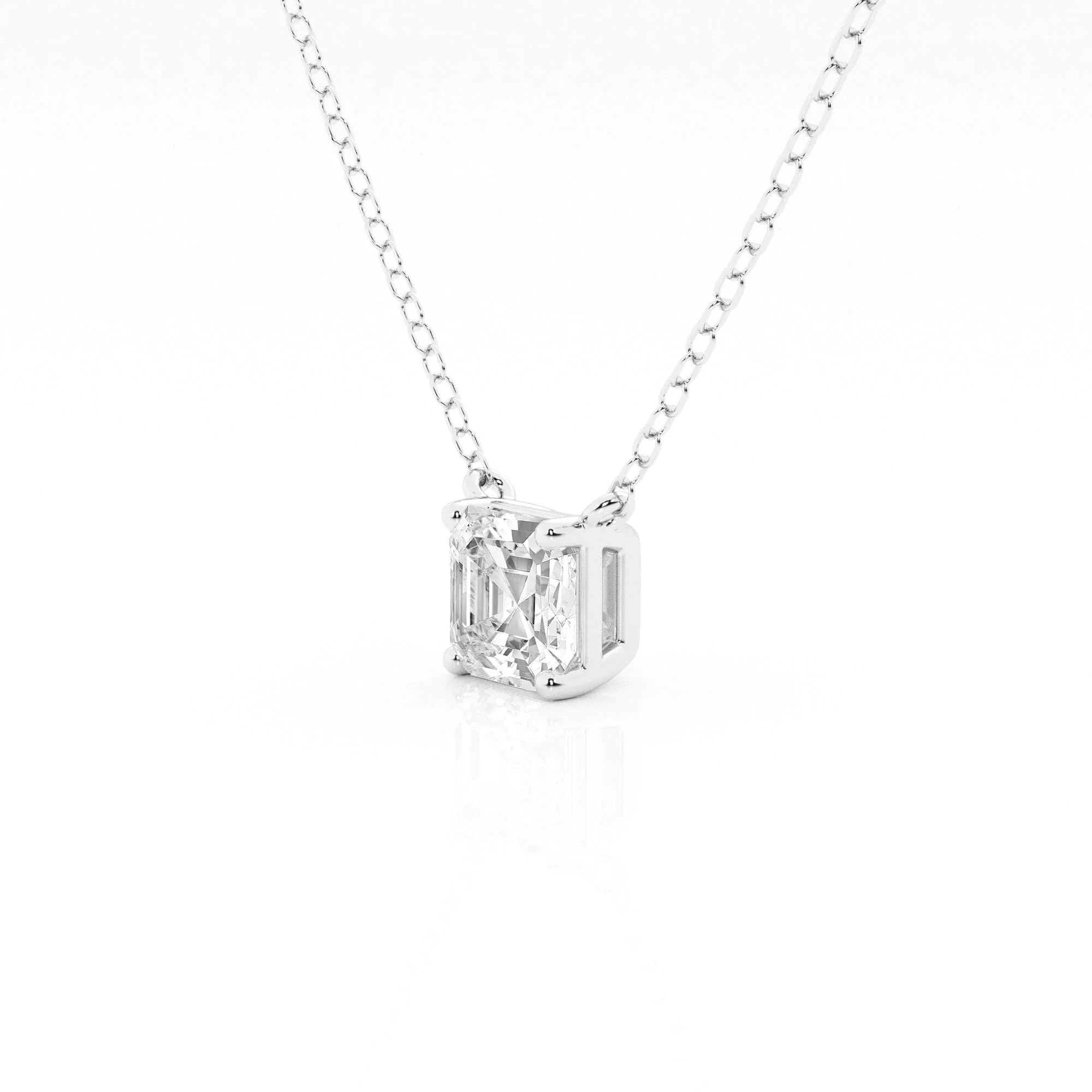 1 Carat Lab Grown Princess Diamond Pendant Necklace In Sterling Silver - Image 4