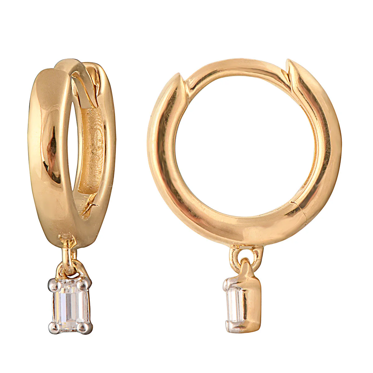 1 Carat Round Cut Lab Grown Diamond Huggie Hoop Earrings - Image 3