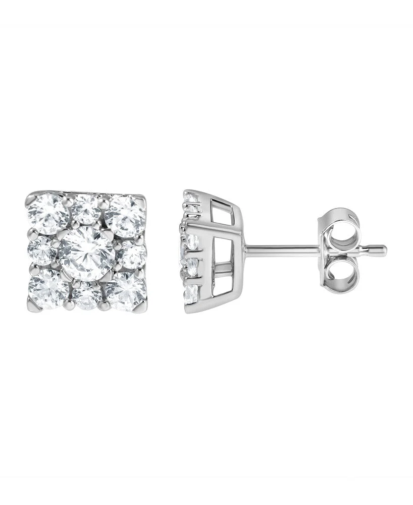 1 Carat Lab Grown Round Diamond Stud Earrings In Sterling Silver