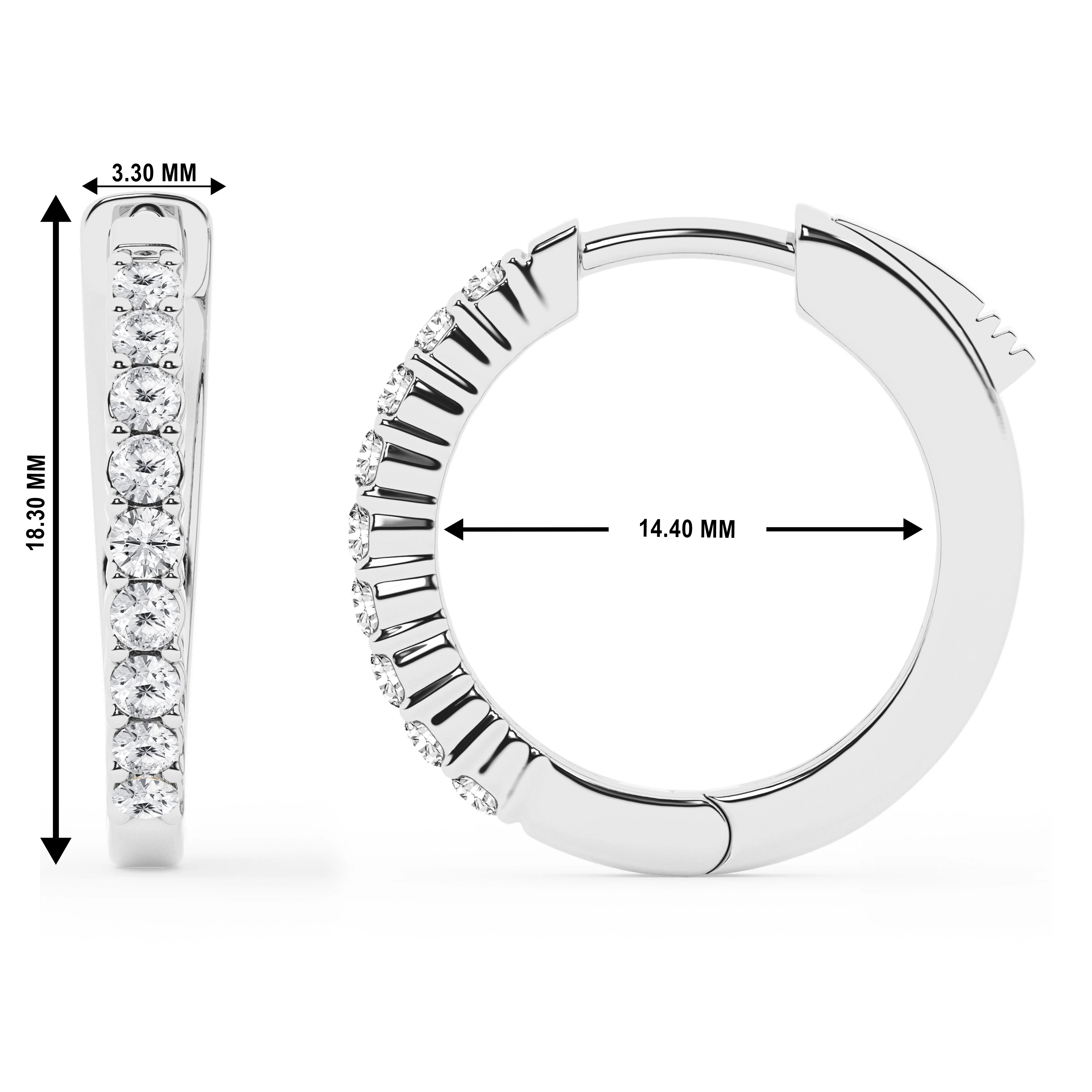 2 Carat Round Lab Grown Diamond Single Row Hoop Earrings In Sterling Silver - Image 11