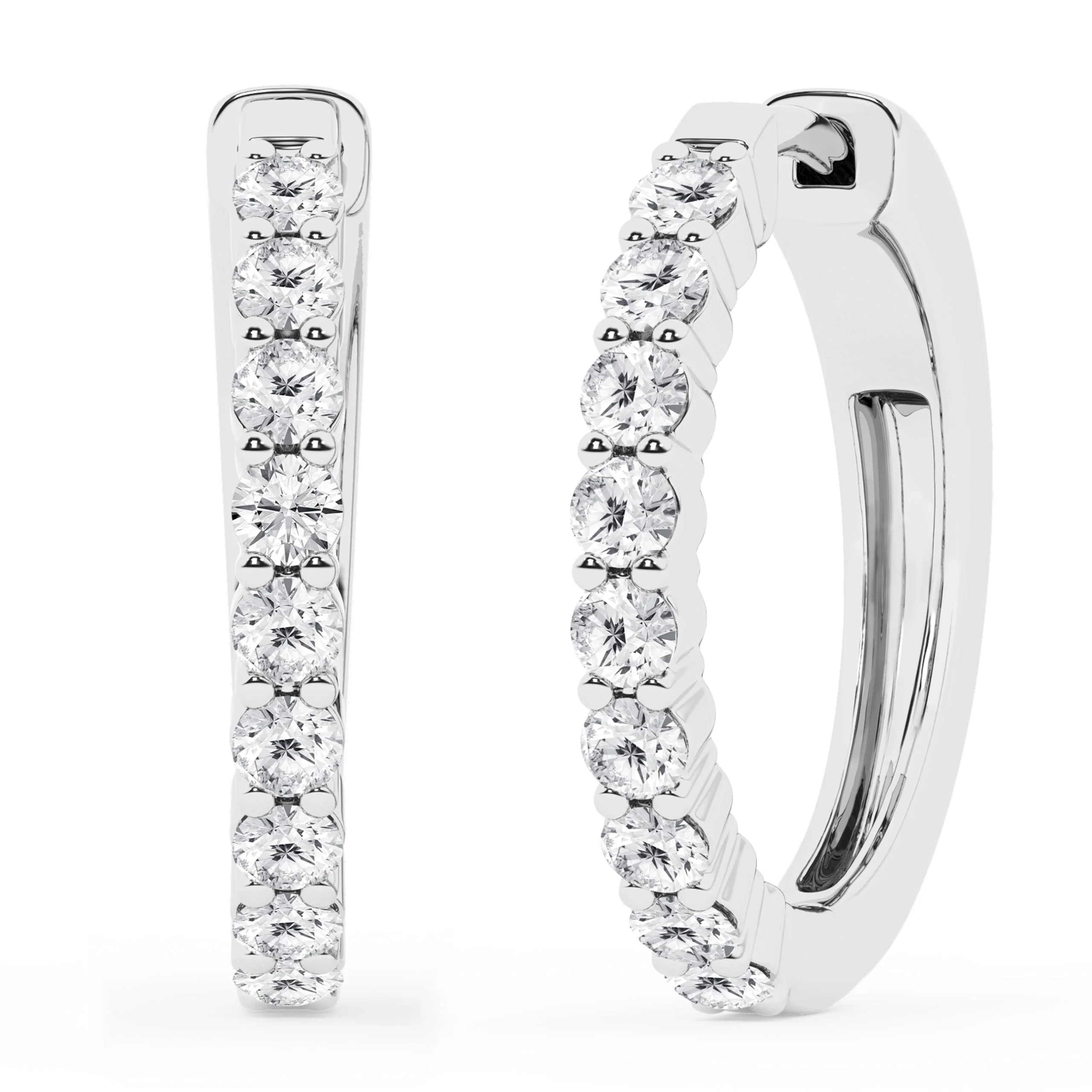 2 Carat Round Lab Grown Diamond Single Row Hoop Earrings In Sterling Silver - Image 13