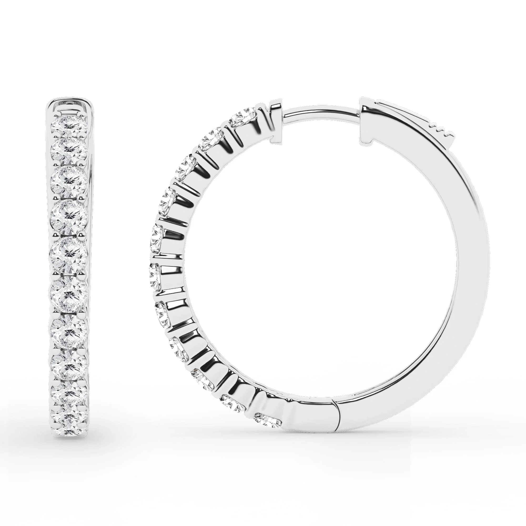 2 Carat Round Lab Grown Diamond Single Row Hoop Earrings In Sterling Silver - Image 3