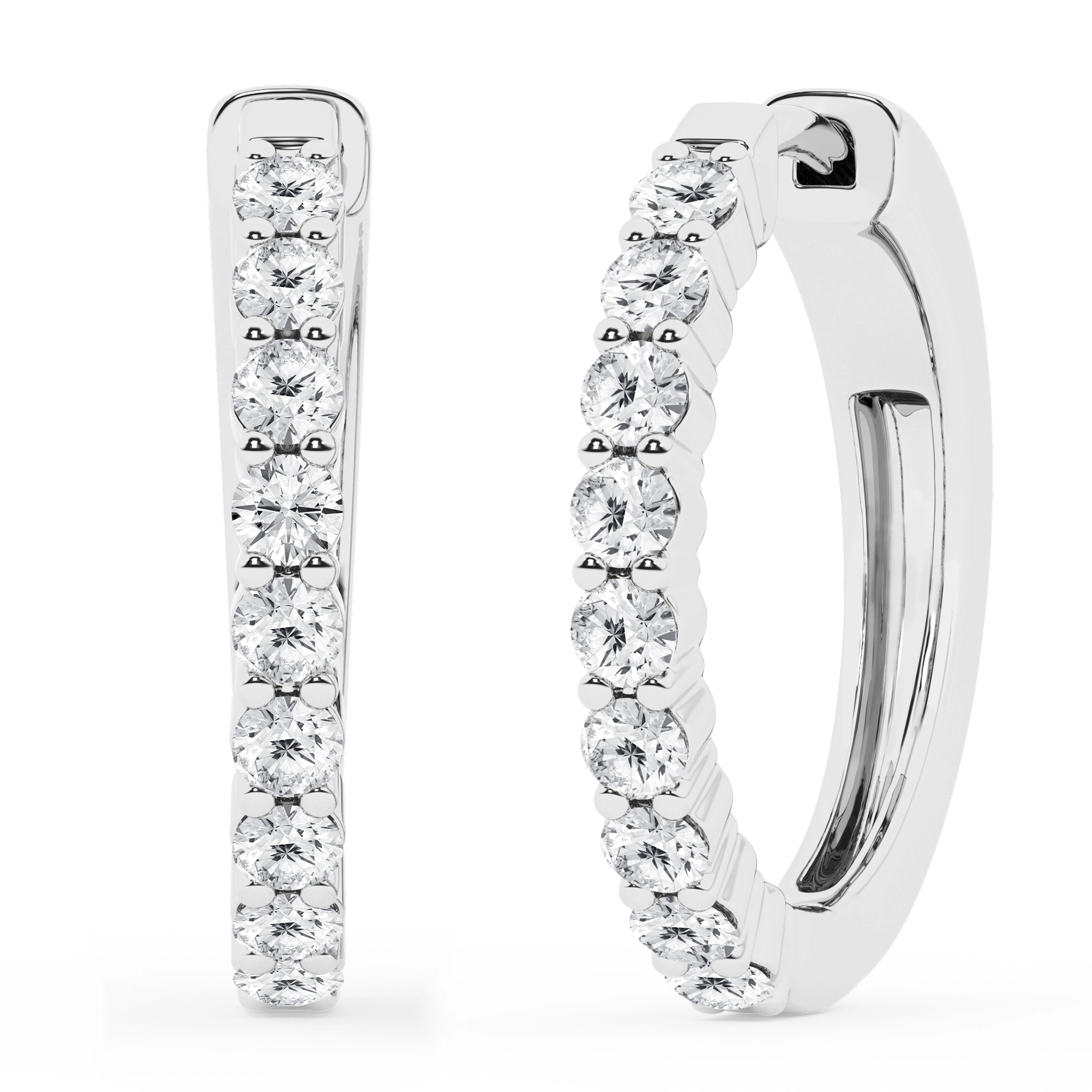 2 Carat Round Lab Grown Diamond Single Row Hoop Earrings In Sterling Silver - Image 5