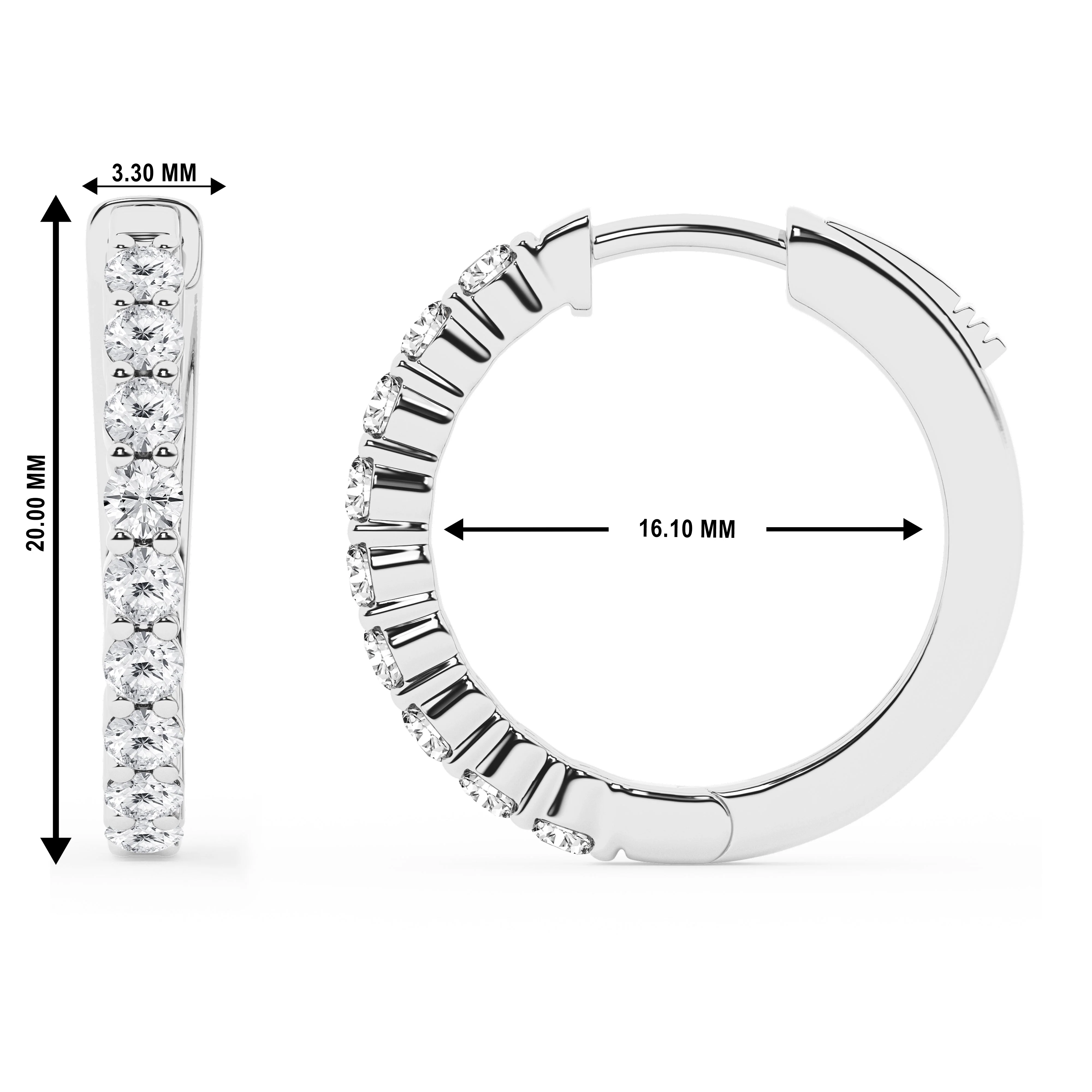 2 Carat Round Lab Grown Diamond Single Row Hoop Earrings In Sterling Silver - Image 7