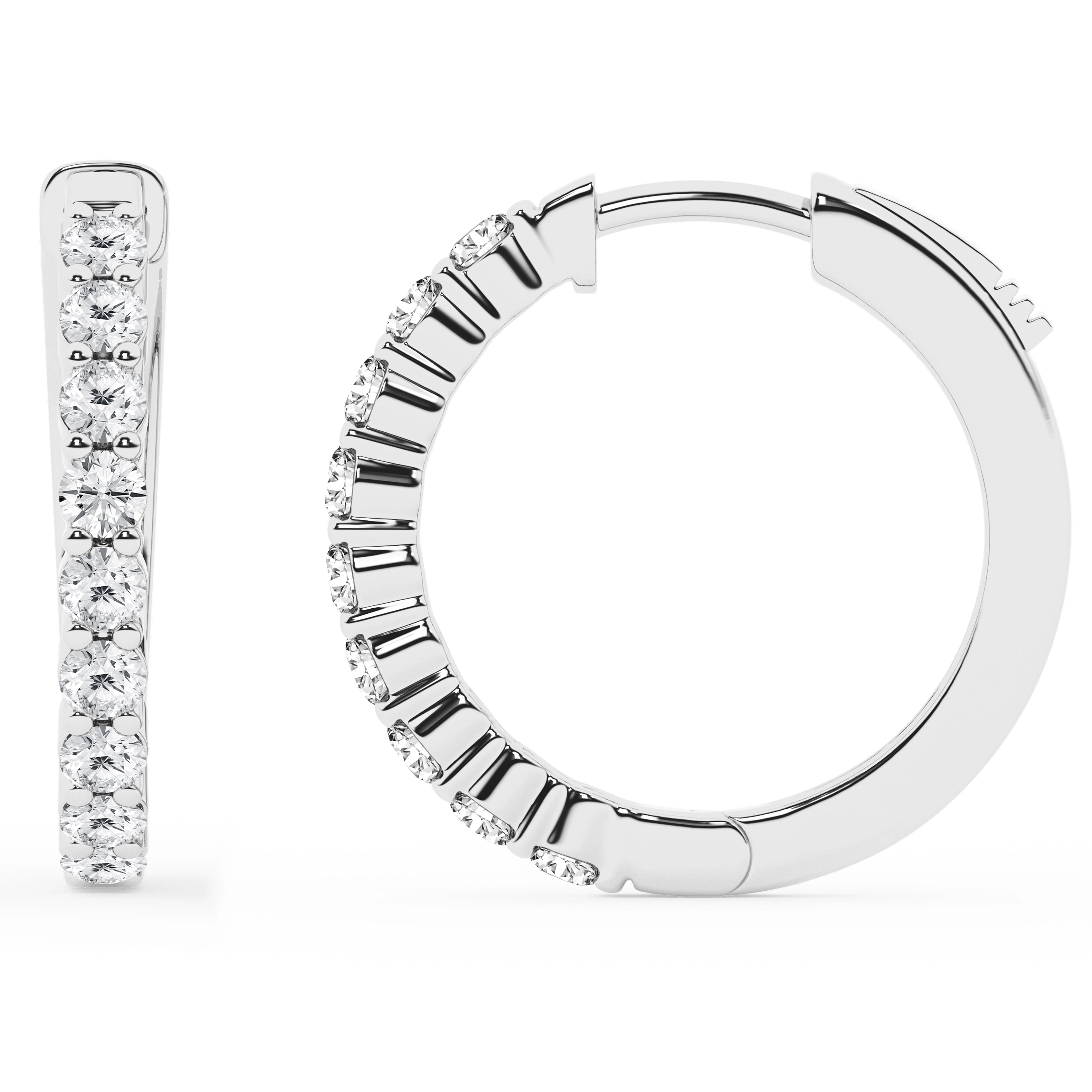 2 Carat Round Lab Grown Diamond Single Row Hoop Earrings In Sterling Silver - Image 8