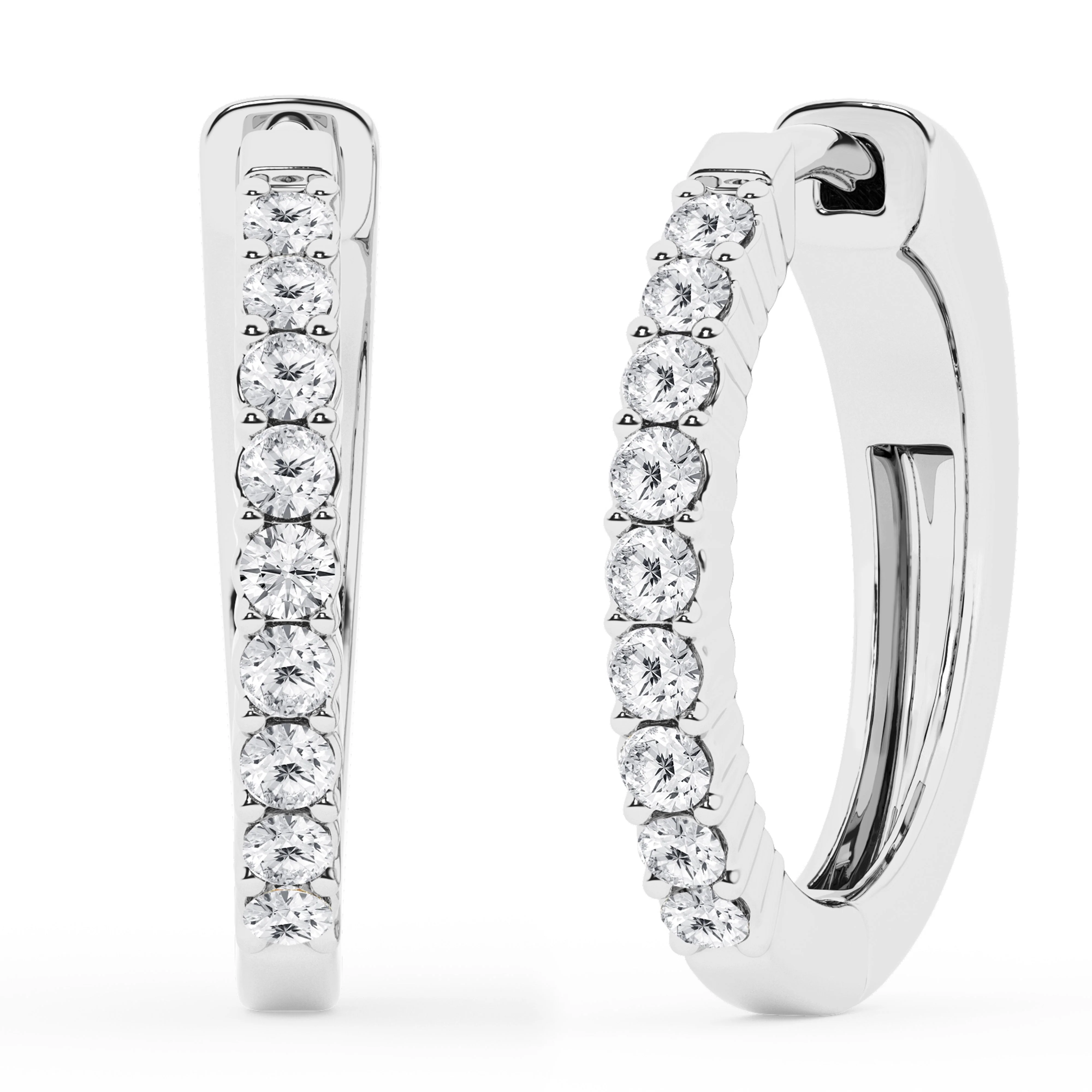 2 Carat Round Lab Grown Diamond Single Row Hoop Earrings In Sterling Silver - Image 9