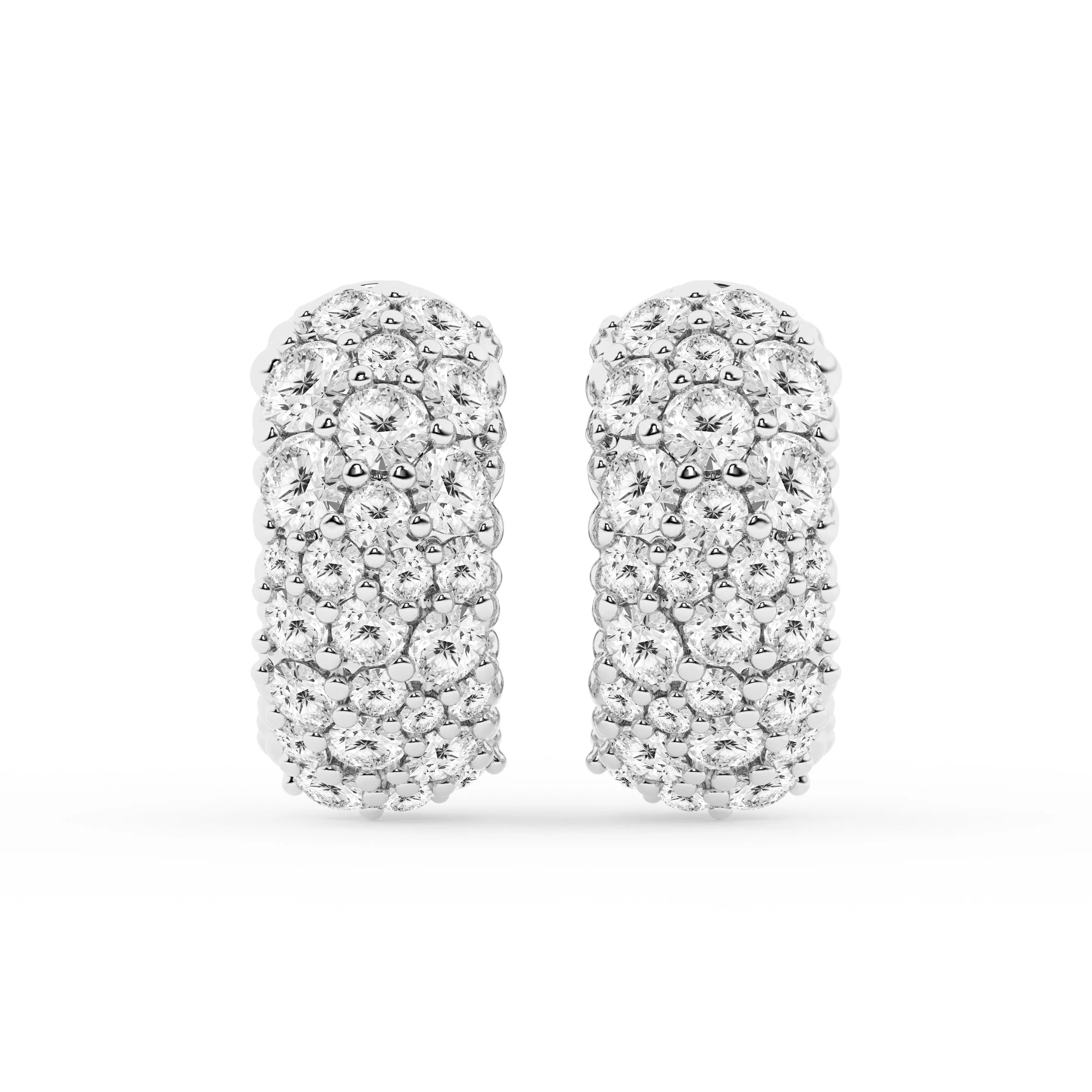 2 Carat Round Lab Grown Cluster Diamond Hoop Earrings In Sterling Silver - Image 2