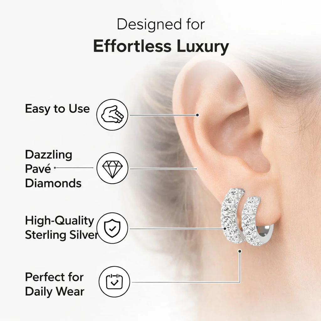 2 Carat Round Lab Grown Cluster Diamond Hoop Earrings In Sterling Silver - Image 3