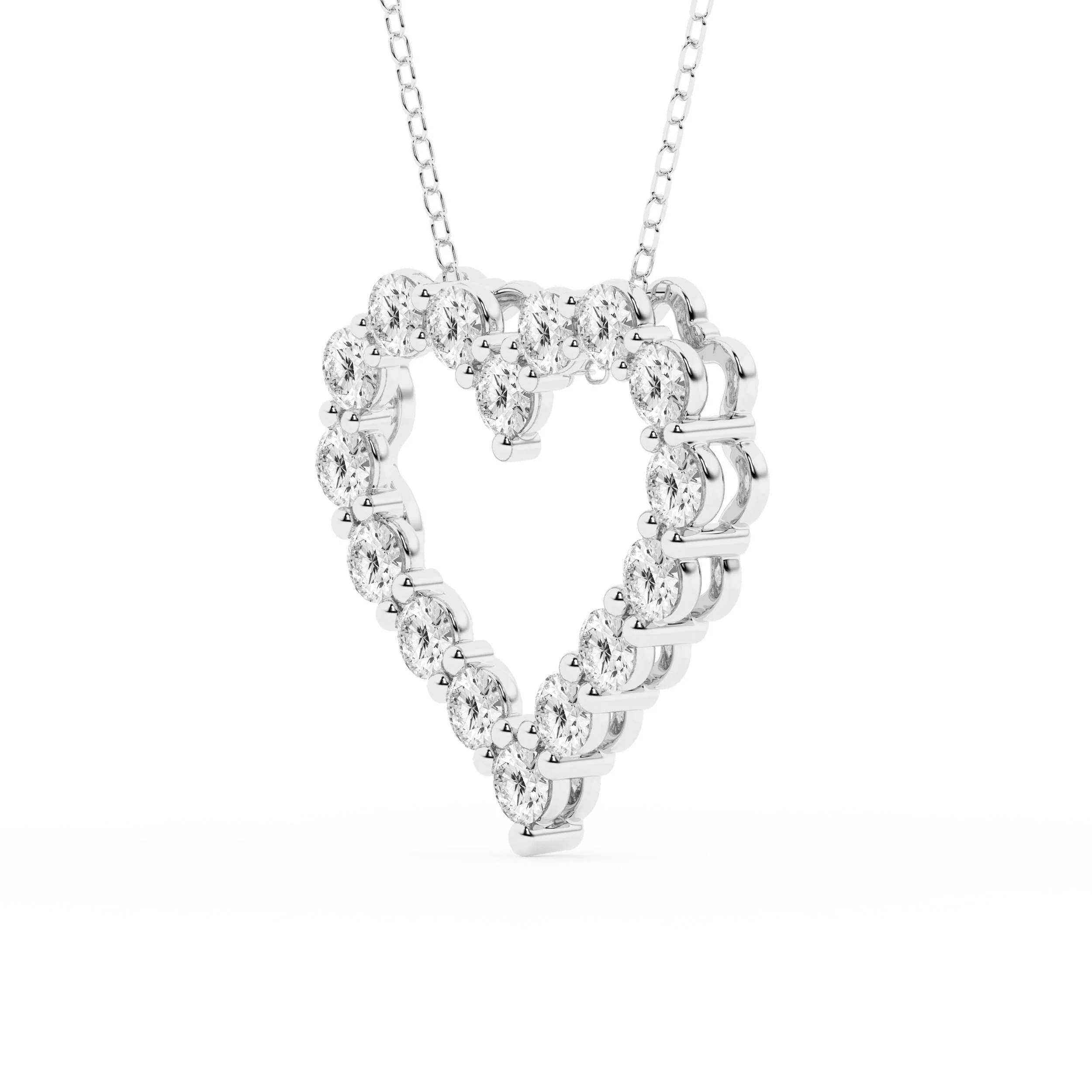 2 Carat Round Lab Grown Diamond Heart Pendant Necklace In Sterling Silver - Image 2