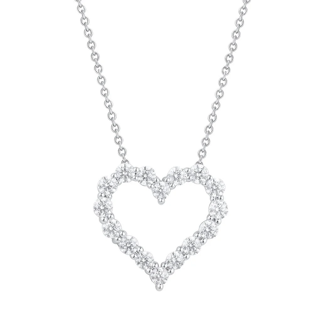 2 Carat Round Lab Grown Diamond Heart Pendant Necklace In Sterling Silver - Image 3