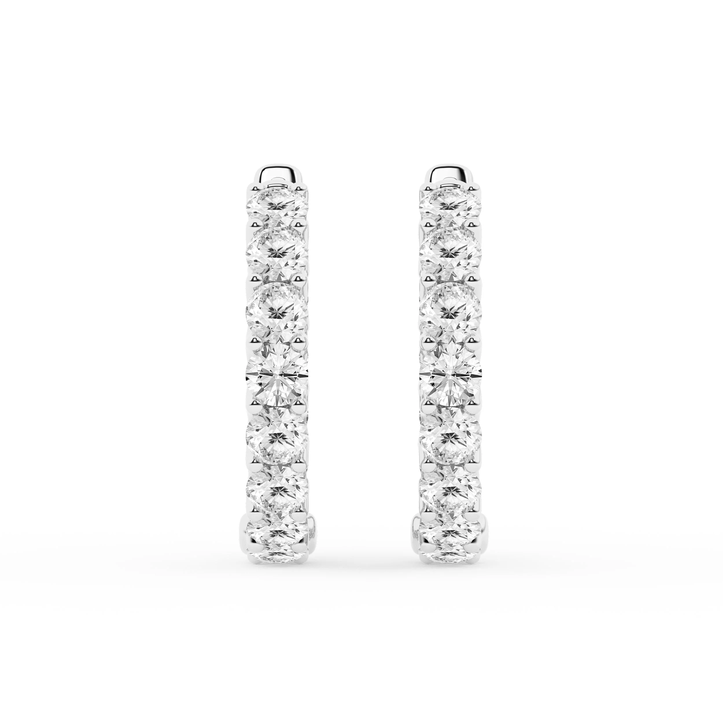 2 Carat Lab Grown Round Inside Out Diamond Hoop Earrings In Sterling Silver - Image 2