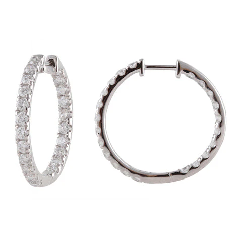 2 Carat Lab Grown Inside Out Diamond Hoop Earrings In Sterling Silver