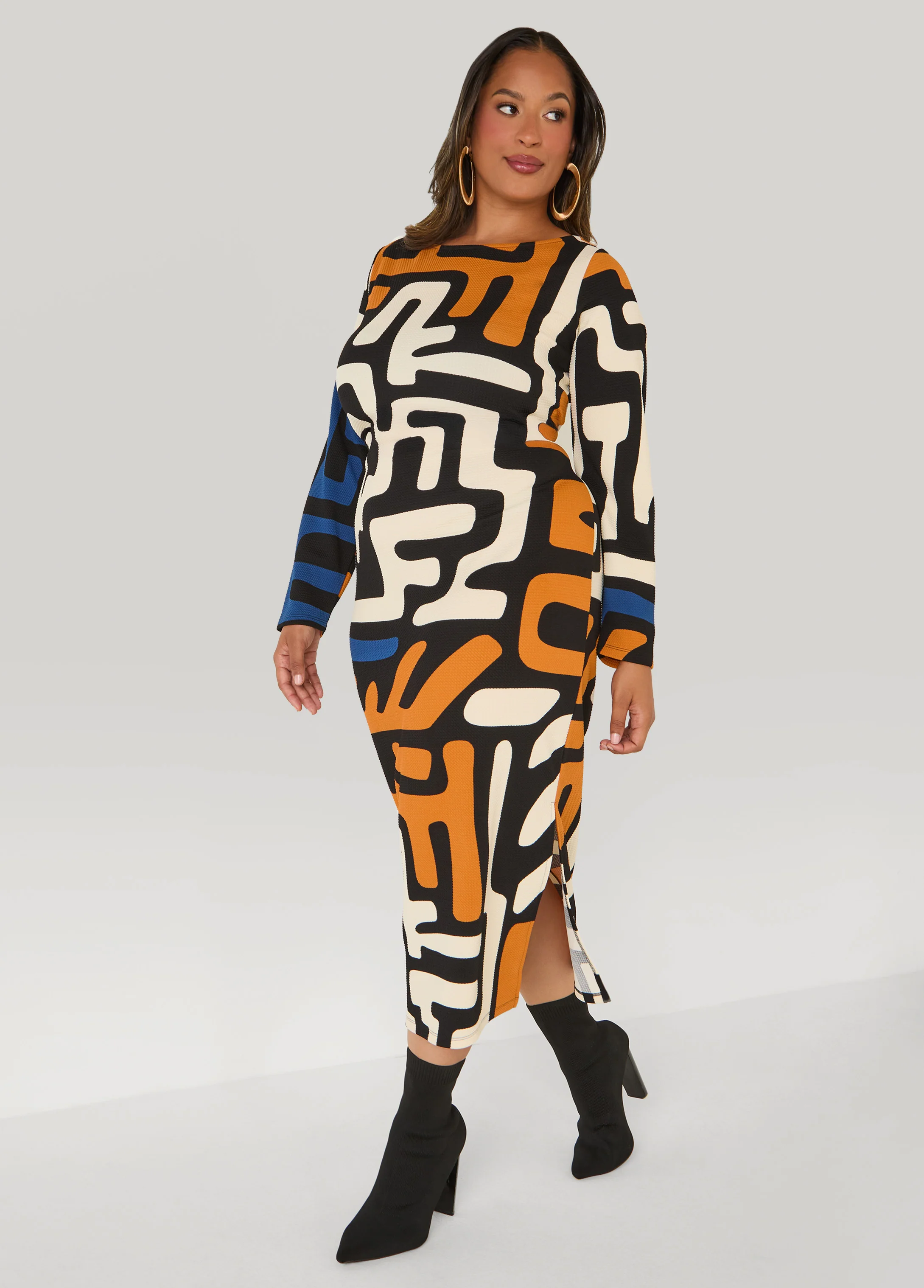 Textured Abstract Maxi Dress - Image 3