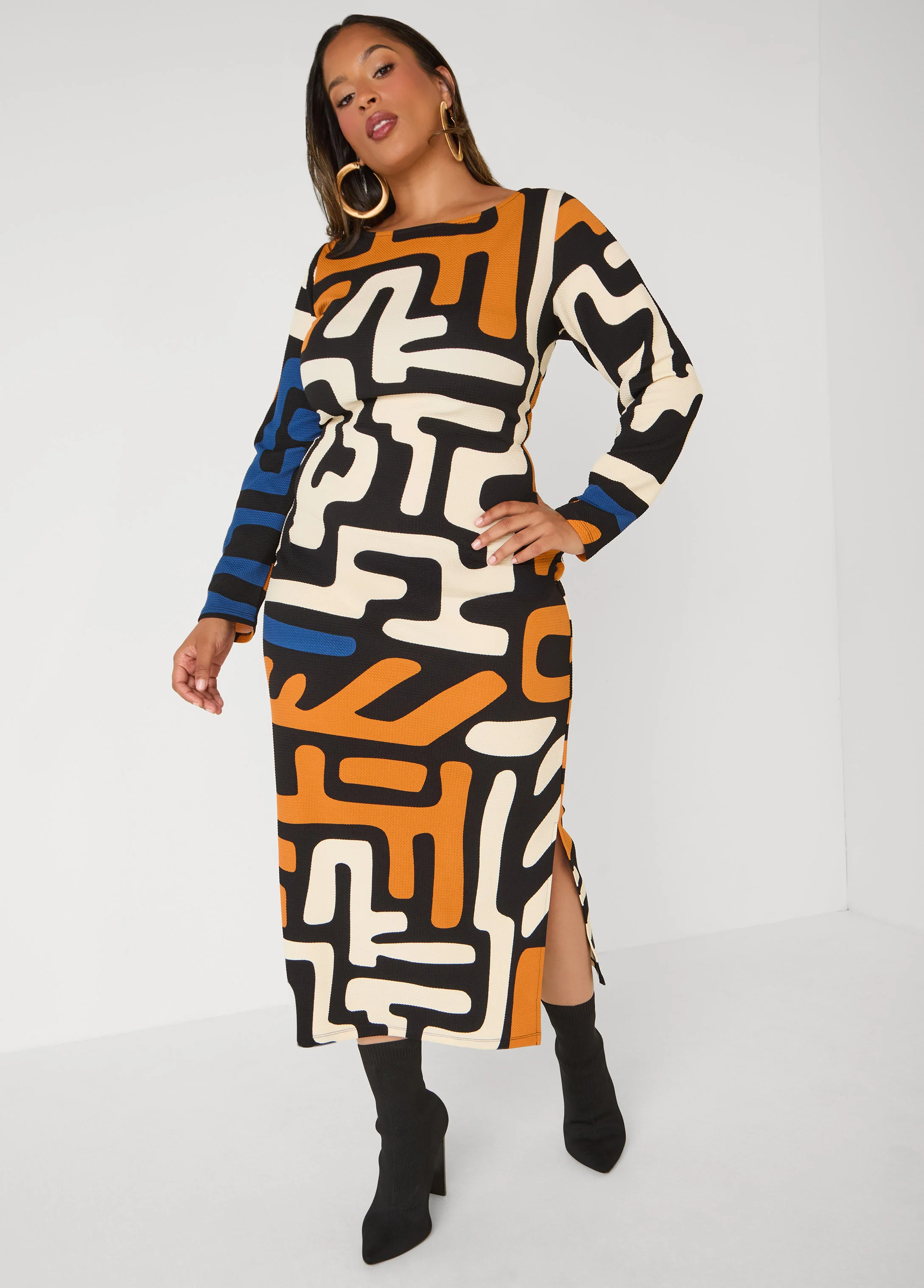 Textured Abstract Maxi Dress - Image 4